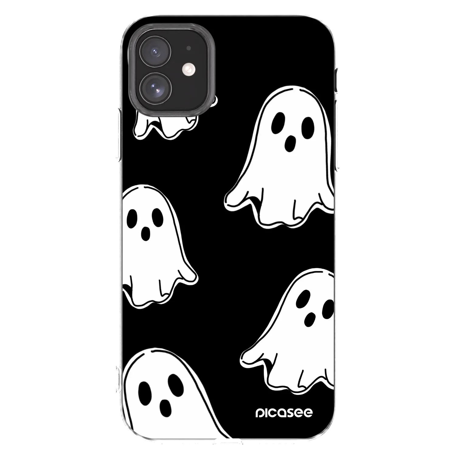 Picasee silikonowe przeźroczyste etui na Apple iPhone 11 - Black ghosts
