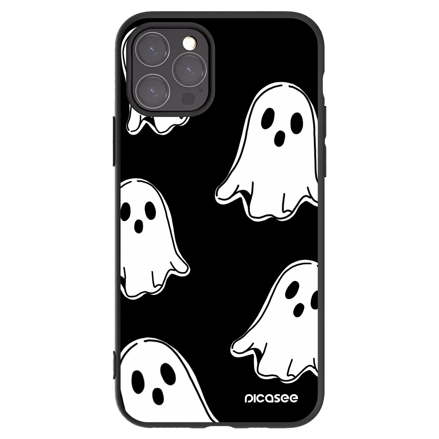 Picasee silikonowe czarne etui na Apple iPhone 11 Pro - Black ghosts