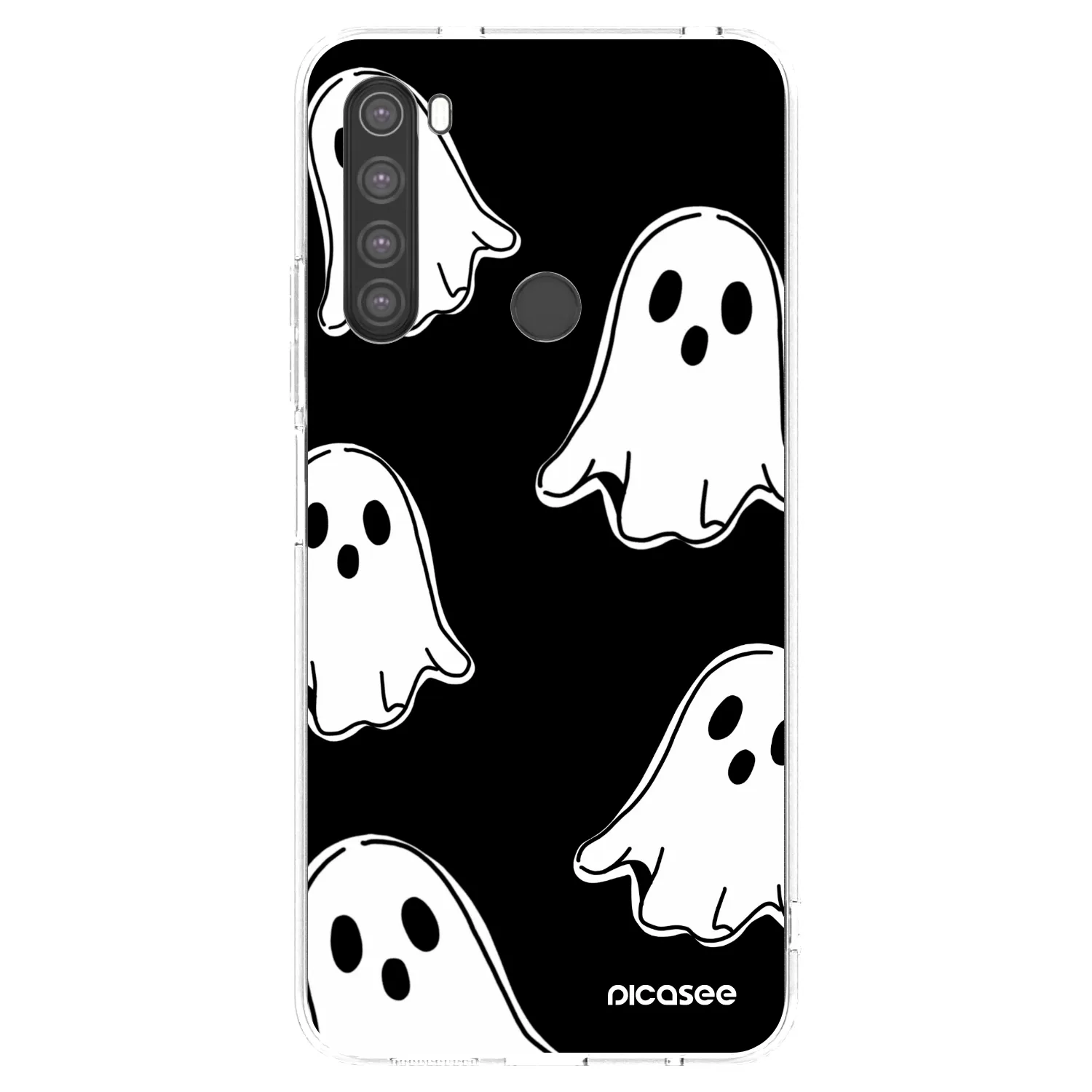 Picasee silikonowe przeźroczyste etui na Xiaomi Redmi Note 8 - Black ghosts