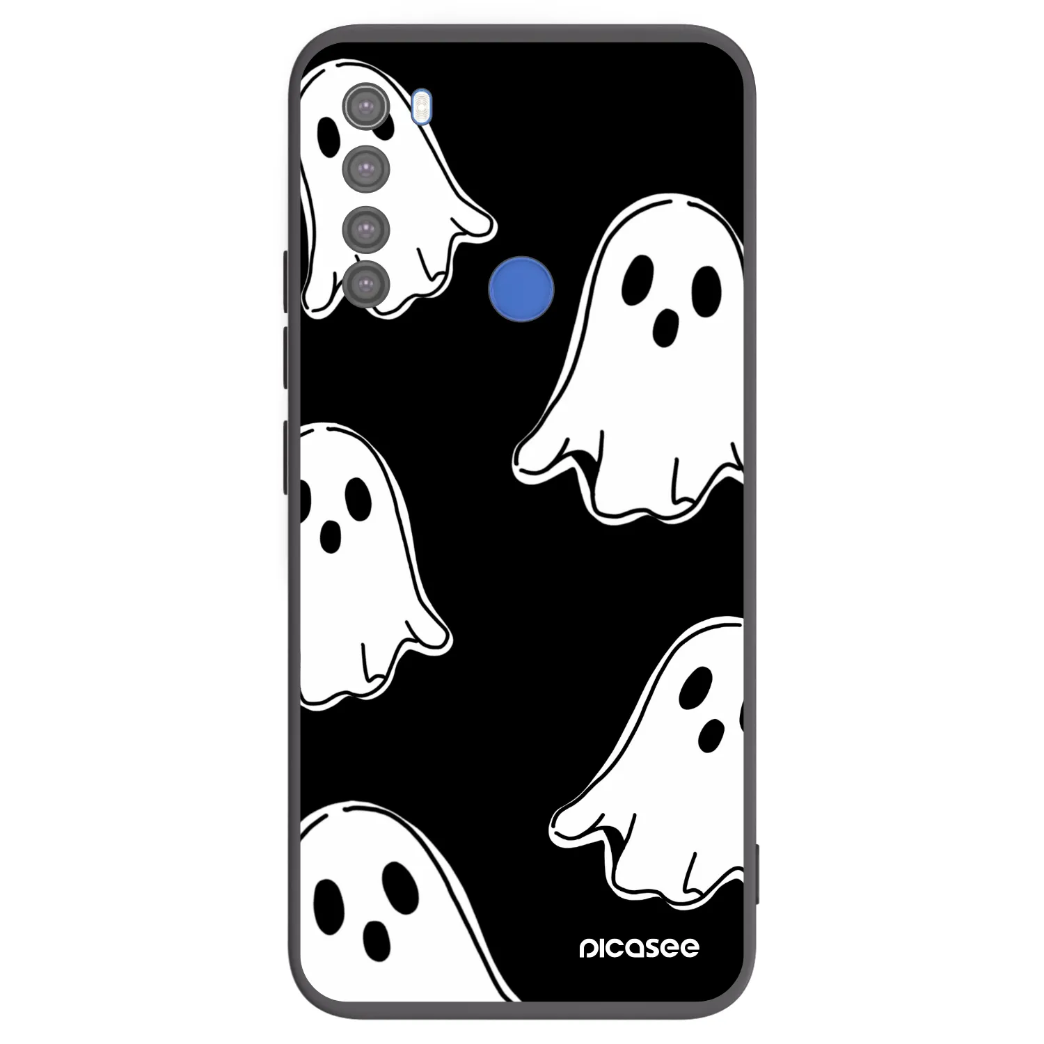 Picasee silikonowe czarne etui na Xiaomi Redmi Note 8T - Black ghosts