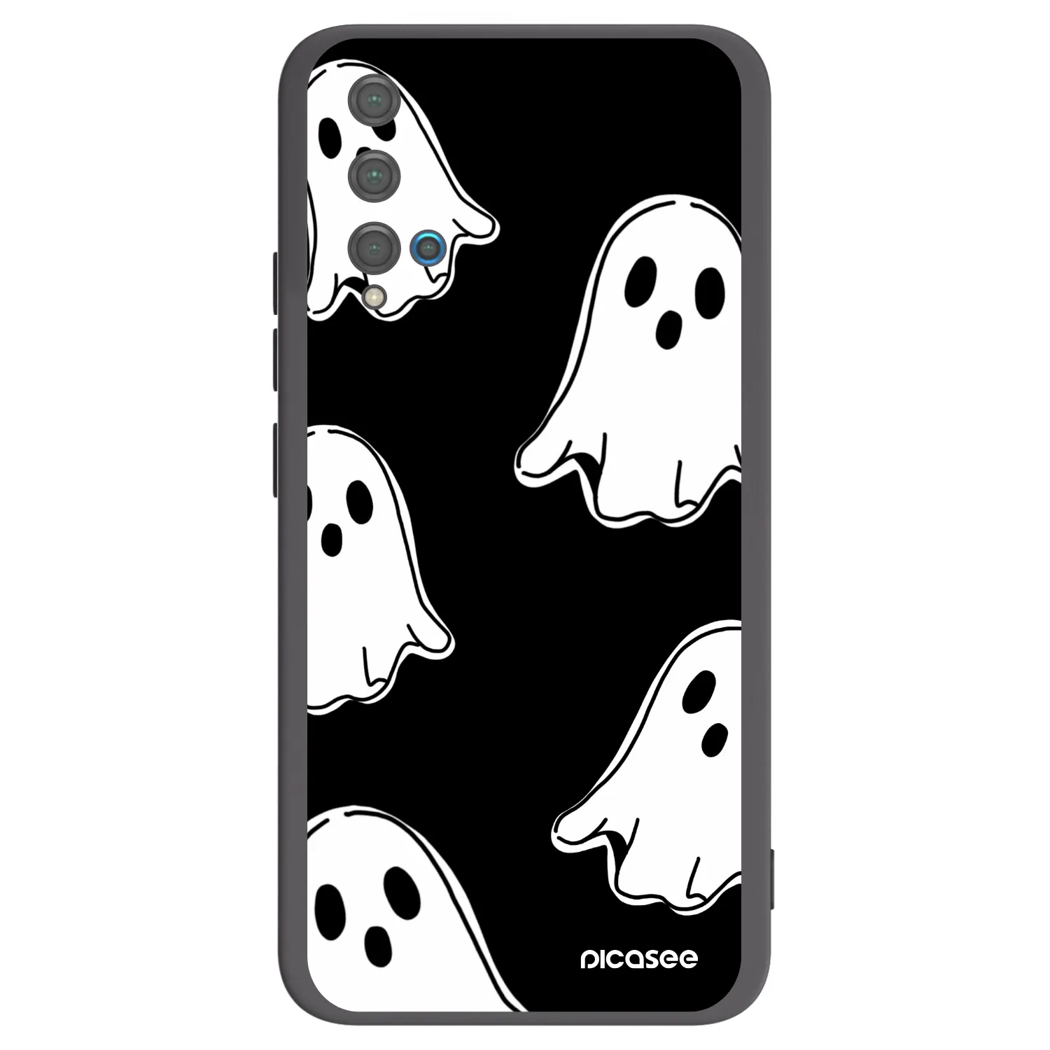 Picasee silikonowe czarne etui na Huawei Nova 5T - Black ghosts