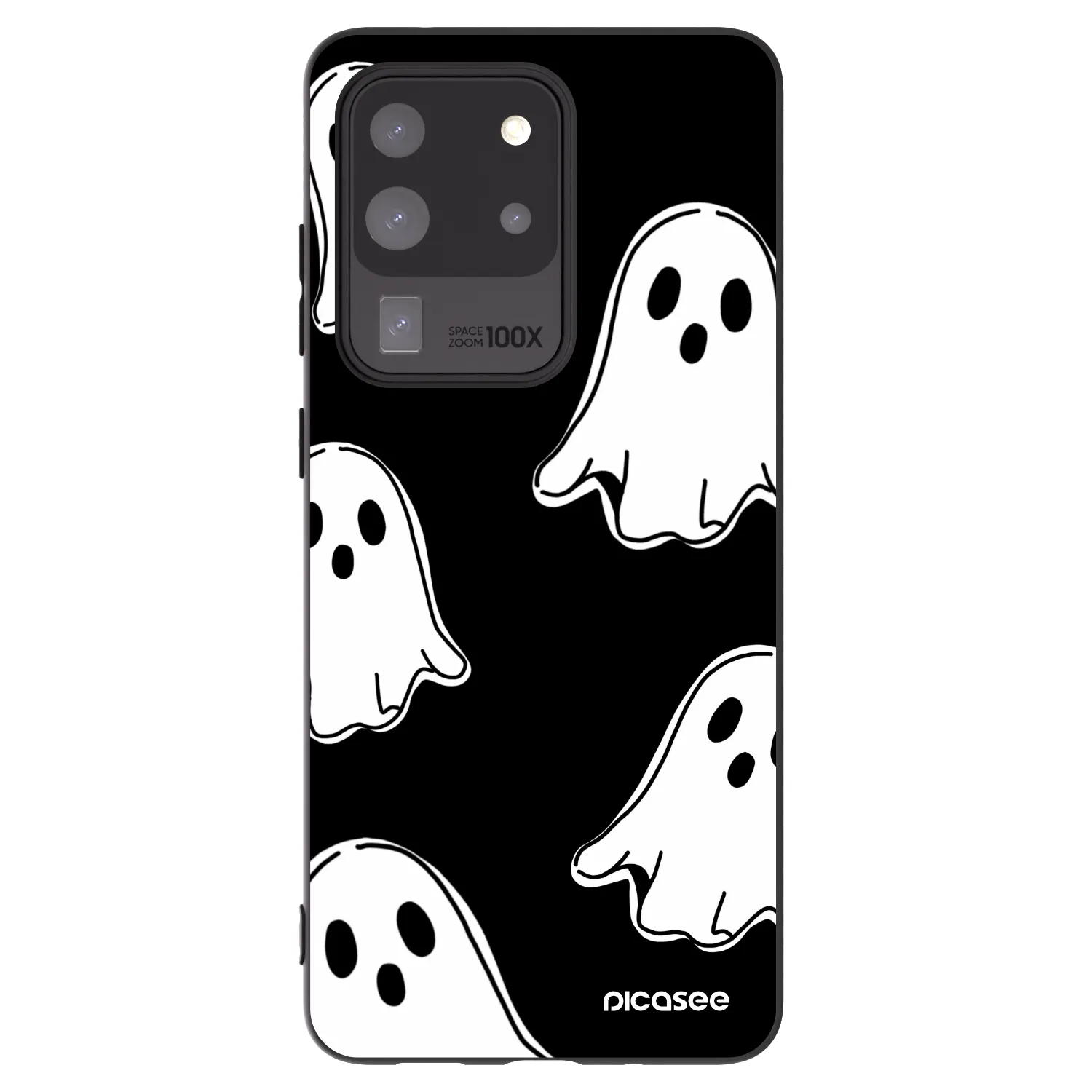 Picasee silikonowe czarne etui na Samsung Galaxy S20 Ultra 5G G988F - Black ghosts
