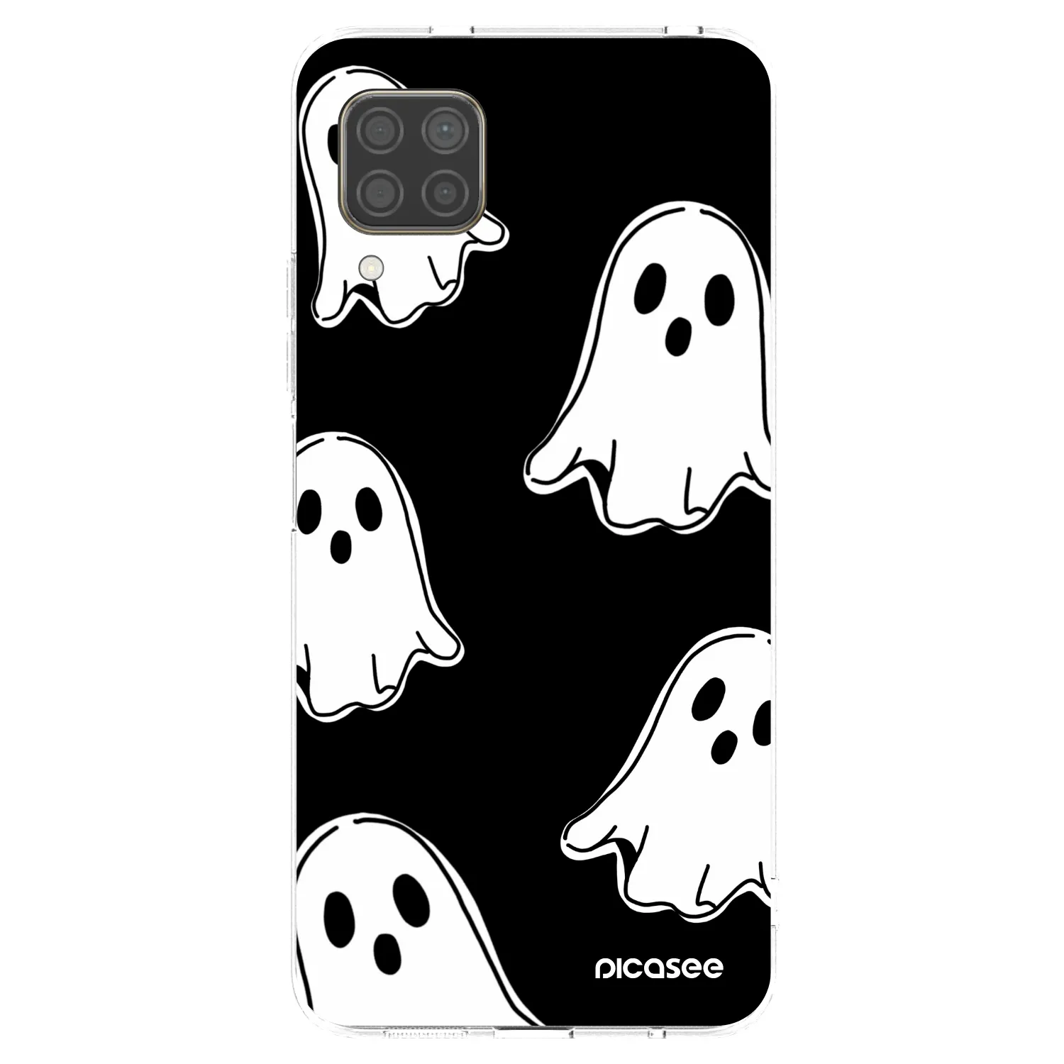 Picasee silikonowe przeźroczyste etui na Huawei P40 Lite - Black ghosts