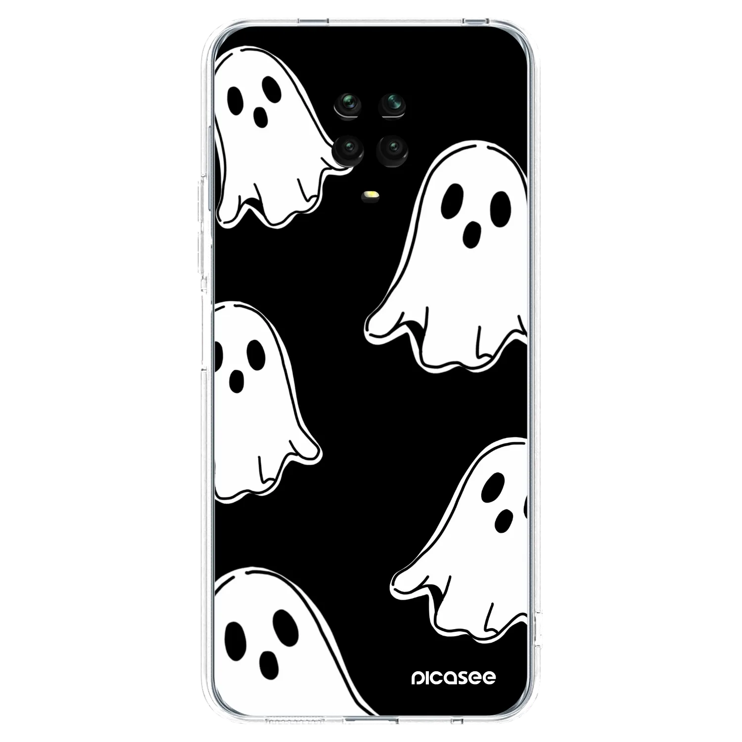 Picasee silikonowe przeźroczyste etui na Xiaomi Redmi Note 9 Pro - Black ghosts