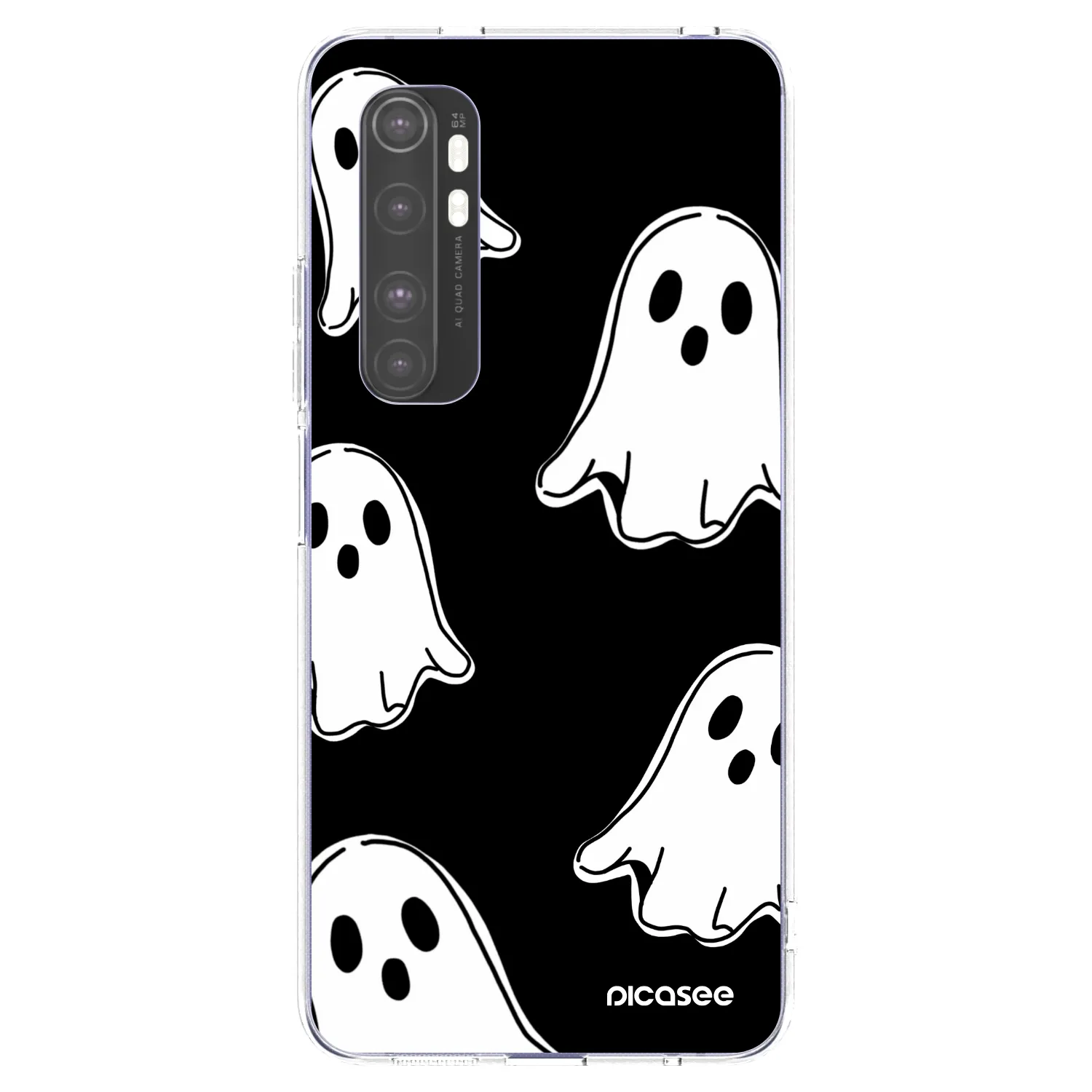 Picasee silikonowe przeźroczyste etui na Xiaomi Mi Note 10 Lite - Black ghosts