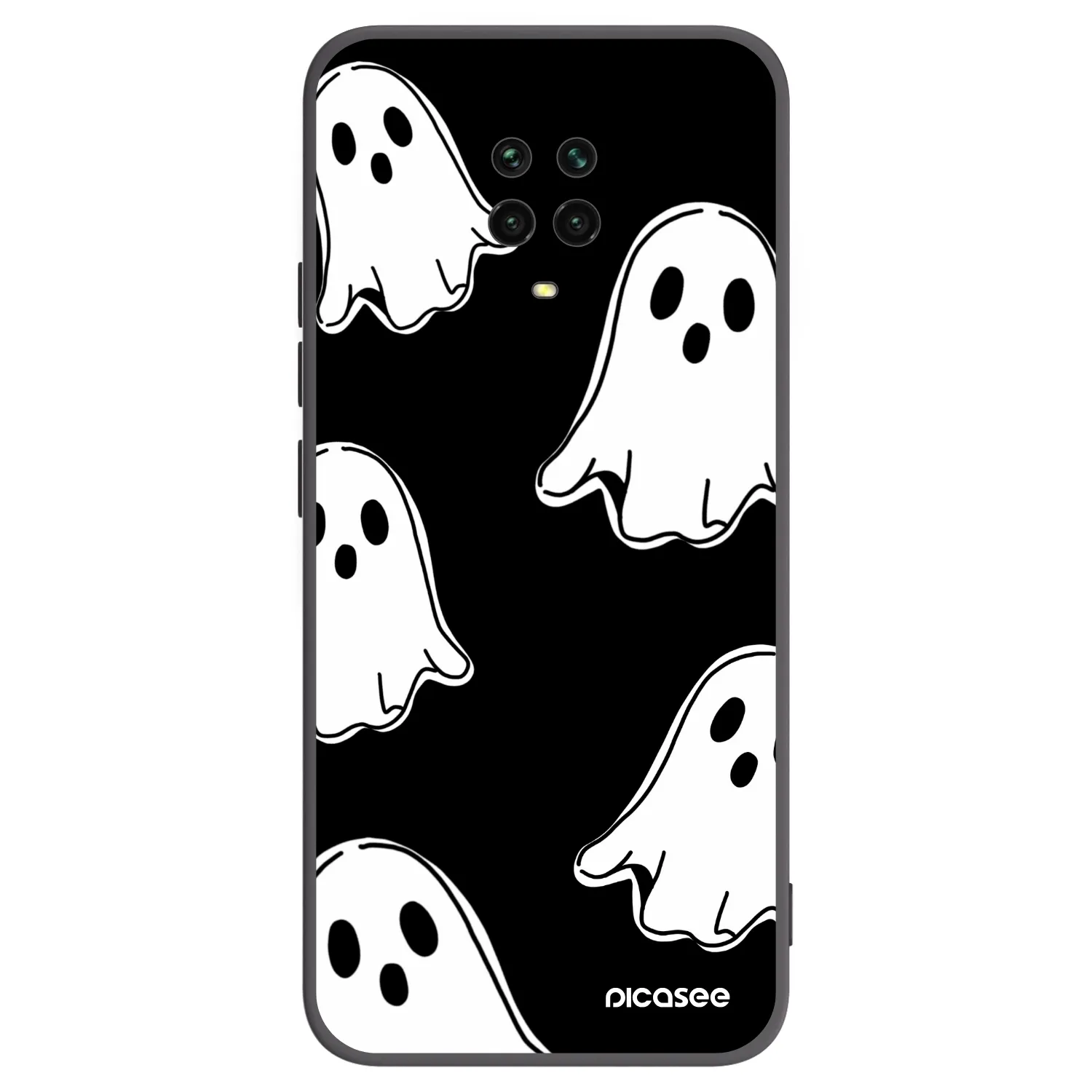 Picasee silikonowe czarne etui na Xiaomi Redmi Note 9S - Black ghosts
