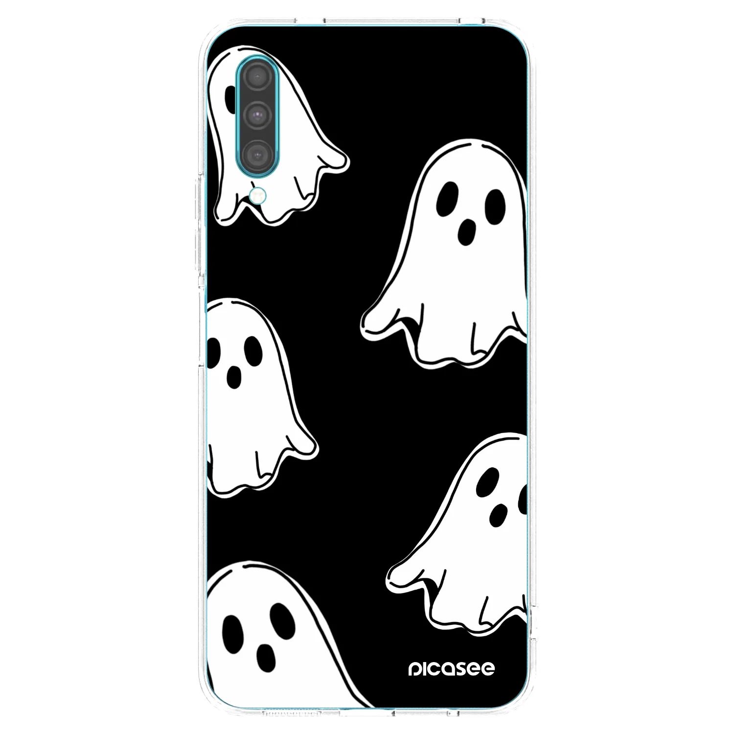 Picasee silikonowe przeźroczyste etui na Samsung Galaxy A30s A307F - Black ghosts