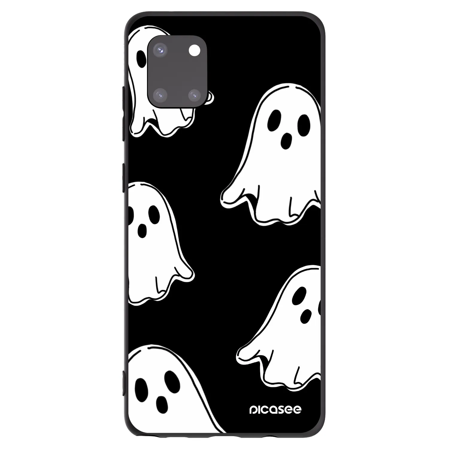 Picasee silikonowe czarne etui na Samsung Galaxy Note 10 Lite N770F - Black ghosts