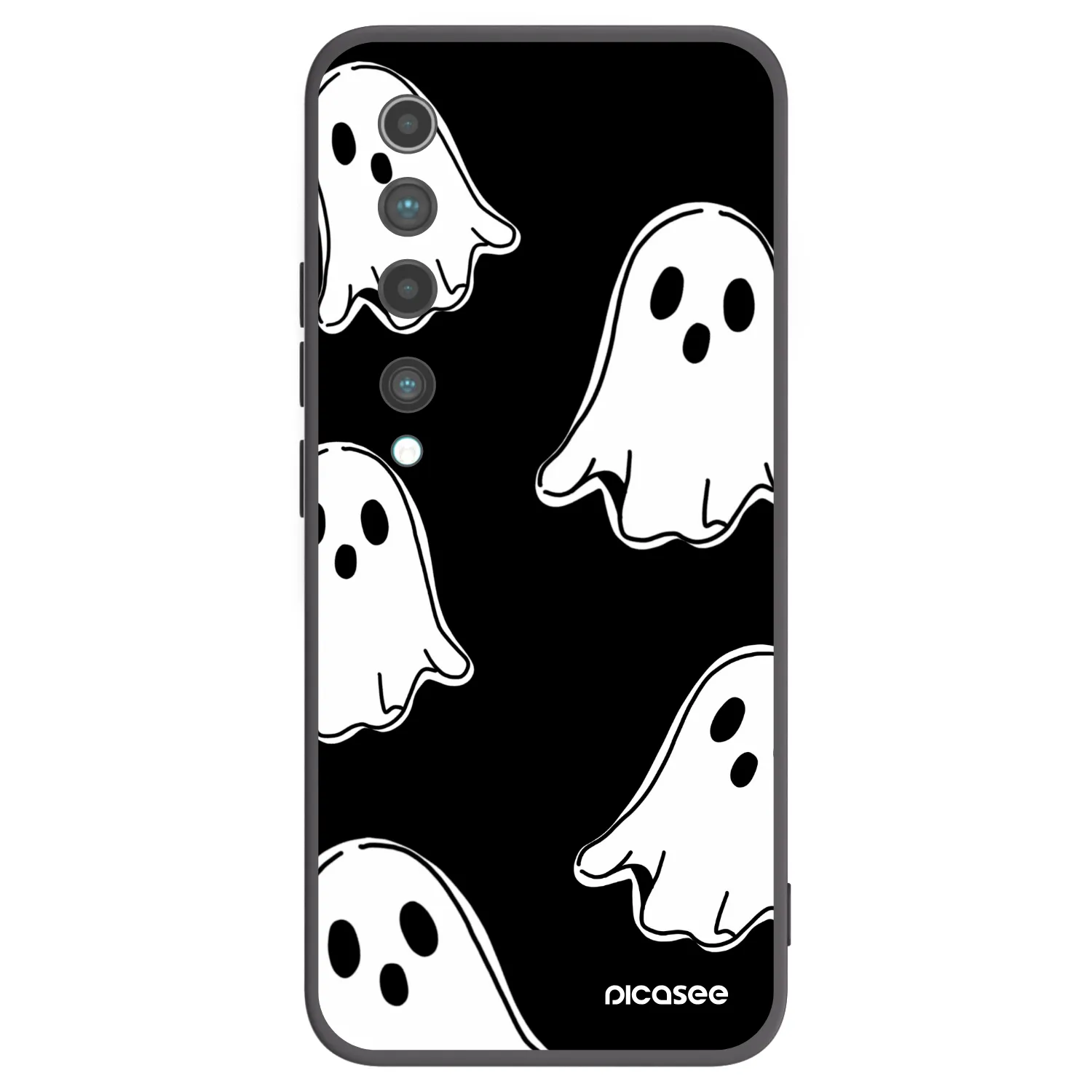 Picasee silikonowe czarne etui na Xiaomi Mi 10 - Black ghosts