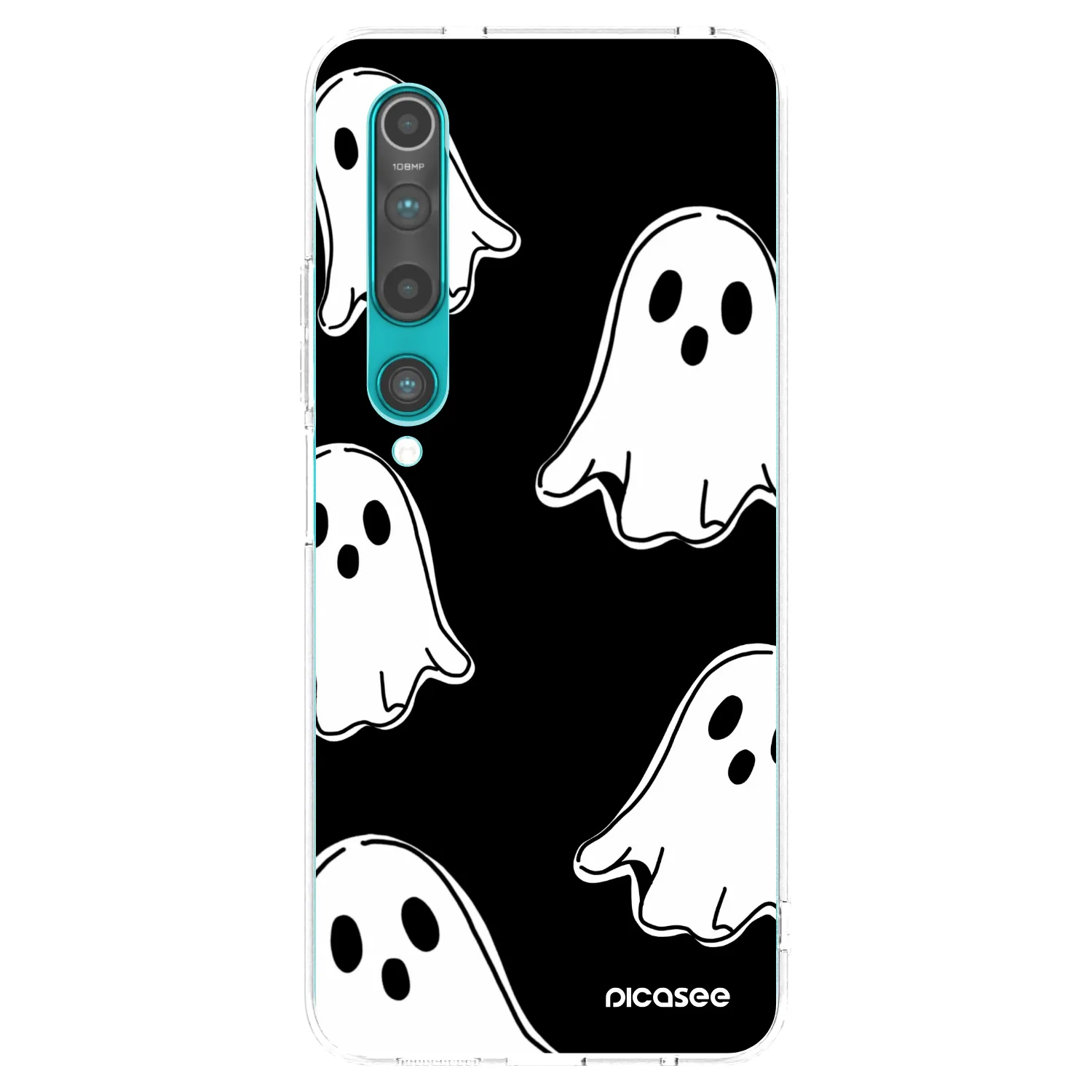 Picasee silikonowe przeźroczyste etui na Xiaomi Mi 10 - Black ghosts