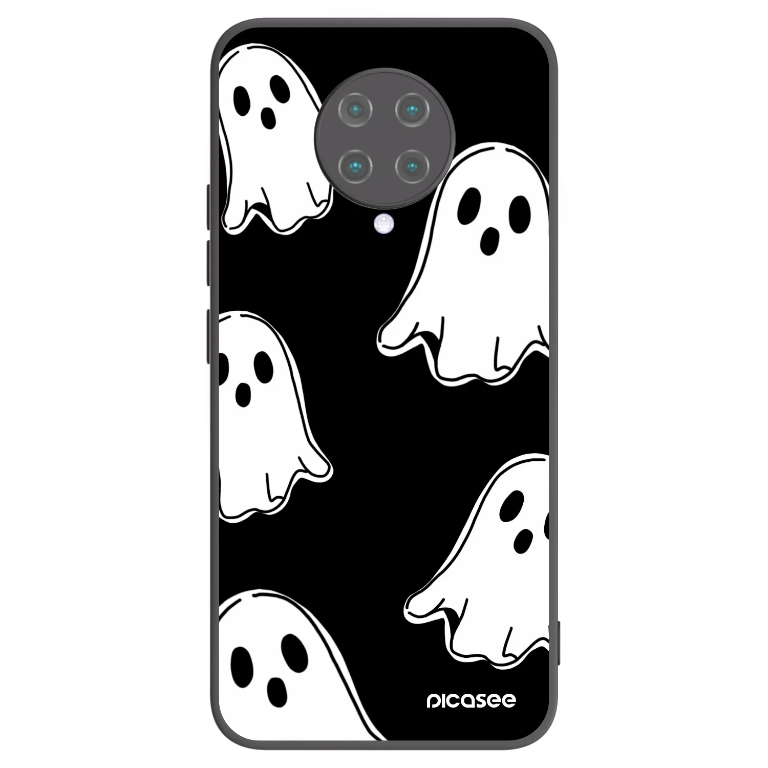 Picasee silikonowe czarne etui na Xiaomi Poco F2 Pro - Black ghosts