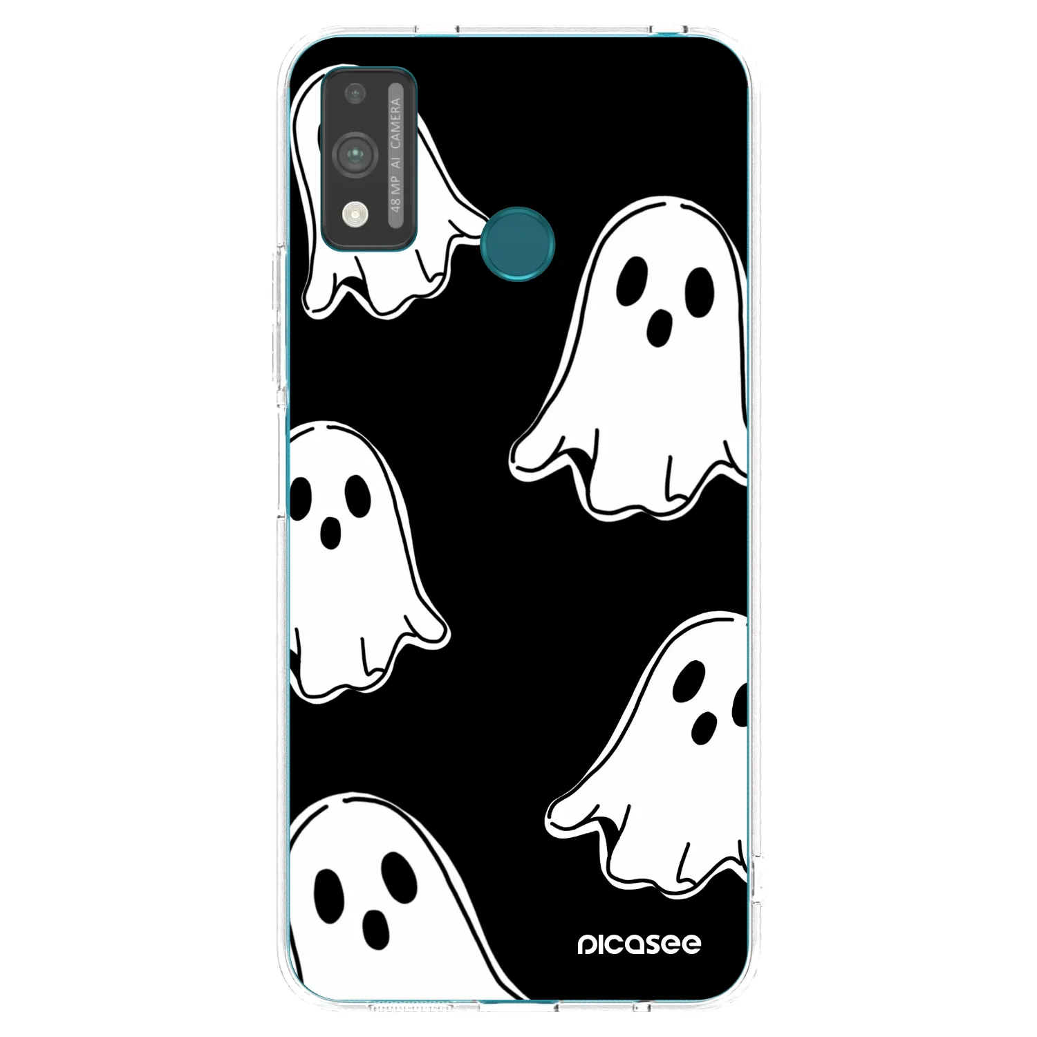 Picasee silikonowe przeźroczyste etui na Honor 9X Lite - Black ghosts