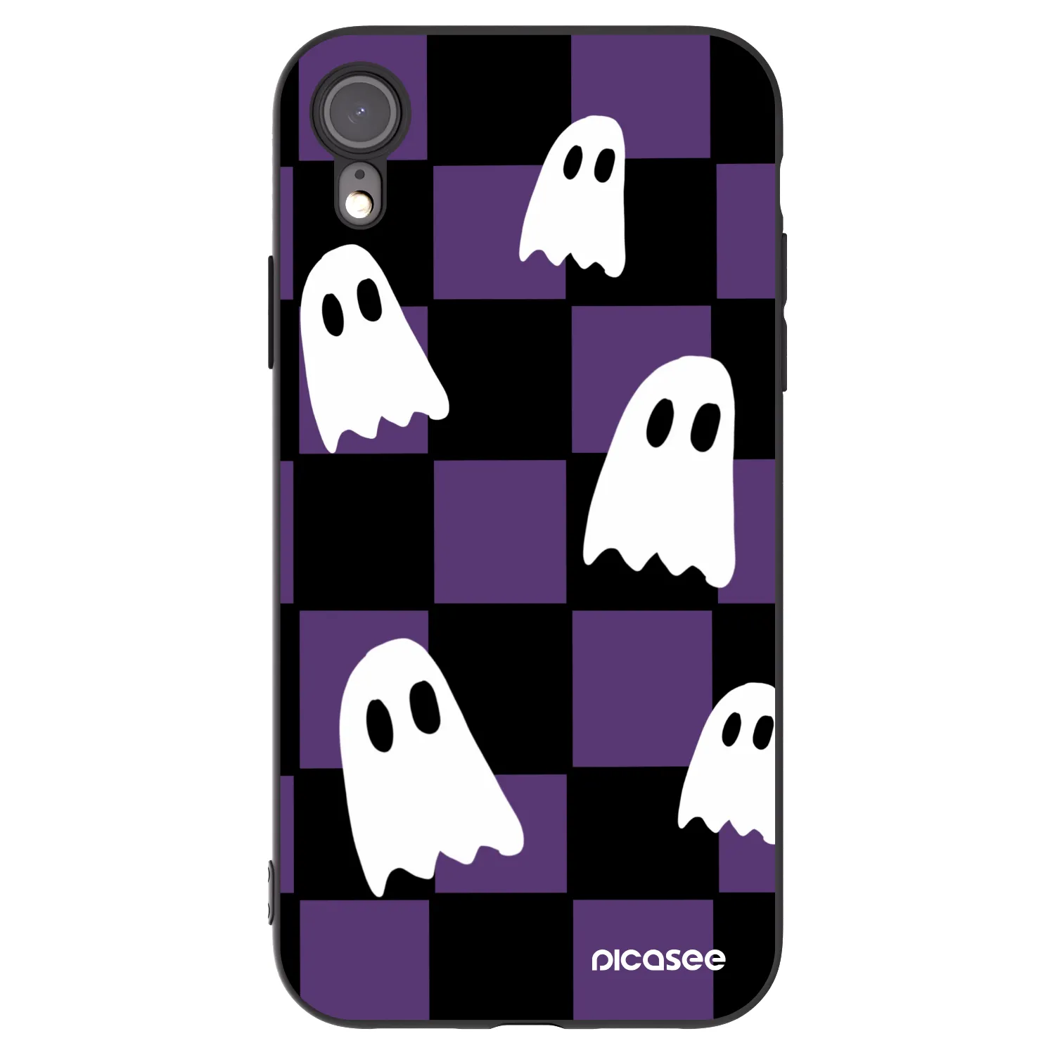 Picasee silikonowe czarne etui na Apple iPhone XR - Ghosts
