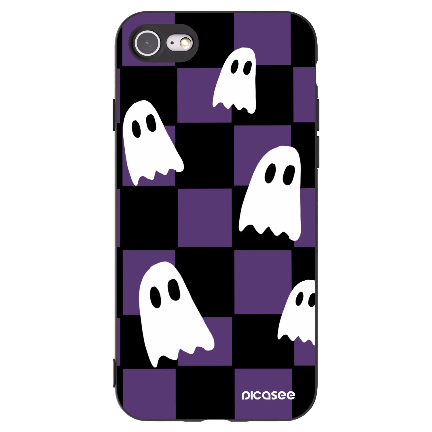 Picasee silikonowe czarne etui na Apple iPhone SE 2022 - Ghosts