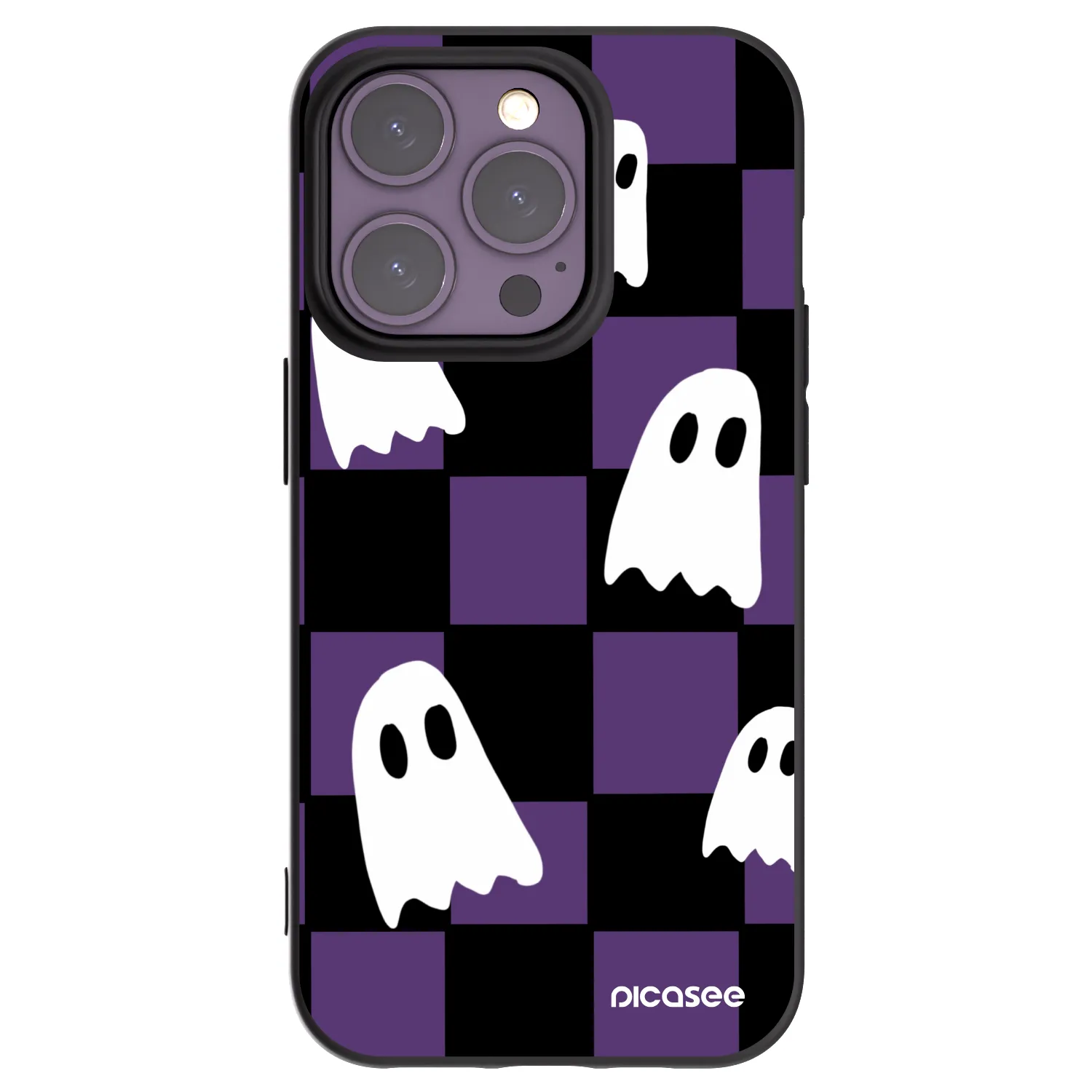 Picasee silikonowe czarne etui na Apple iPhone 14 Pro - Ghosts