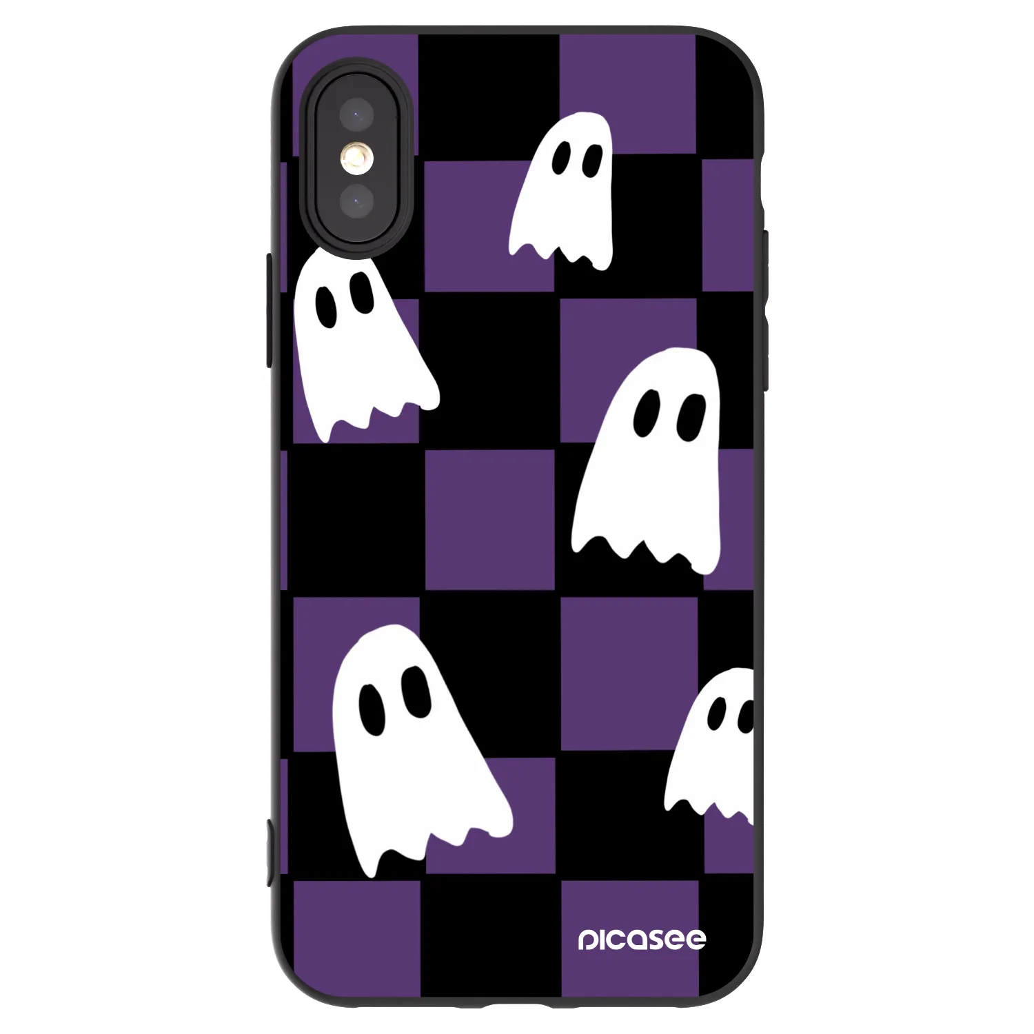 Picasee silikonowe czarne etui na Apple iPhone X/XS - Ghosts