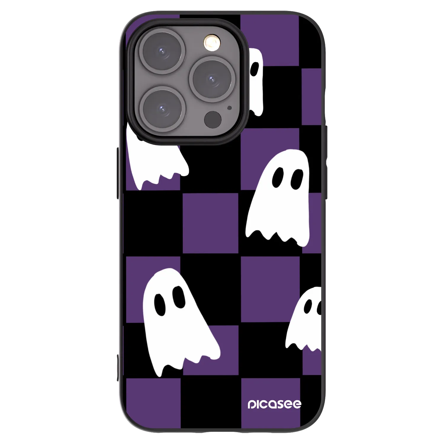 Picasee silikonowe czarne etui na Apple iPhone 15 Pro - Ghosts