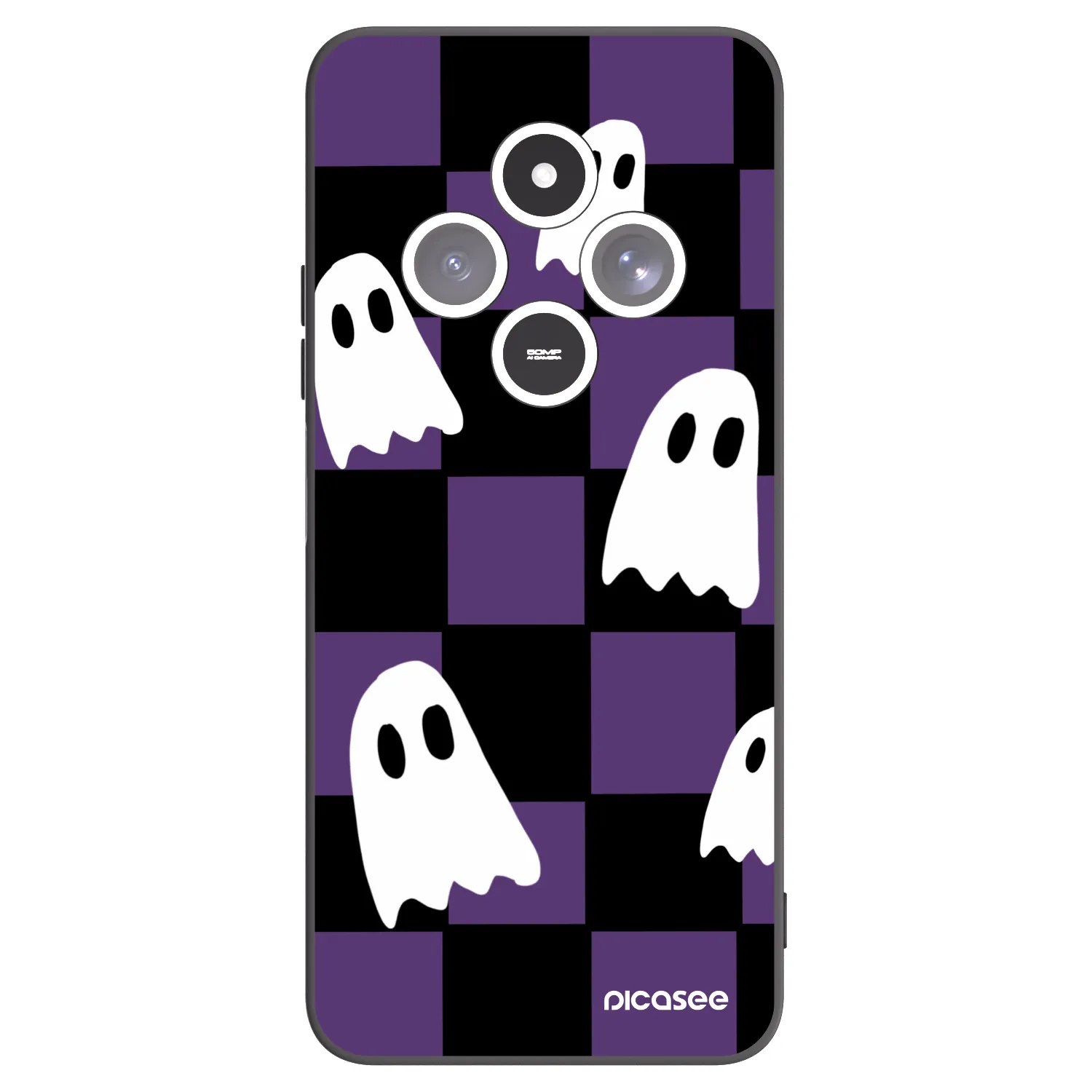 Picasee silikonowe czarne etui na Xiaomi Redmi 14C - Ghosts