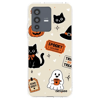 Picasee silikonowe przeźroczyste etui na Vivo V23 5G - Halloween stickers