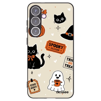 Picasee silikonowe czarne etui na Samsung Galaxy S24+ S926B 5G - Halloween stickers