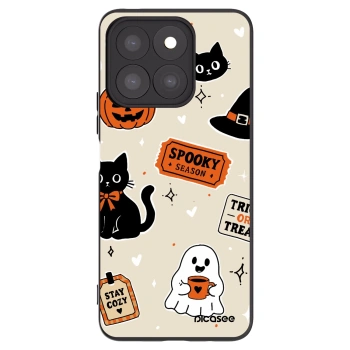 Picasee silikonowe czarne etui na Honor X8c - Halloween stickers