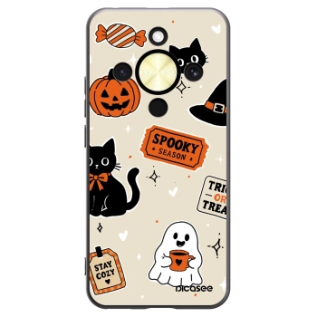 Picasee silikonowe czarne etui na Honor Magic8 Lite 5G - Halloween stickers