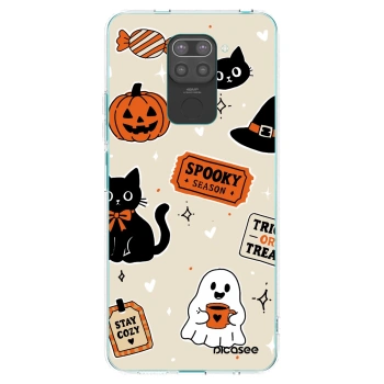Picasee silikonowe czarne etui na Xiaomi Redmi Note 9 - Halloween stickers