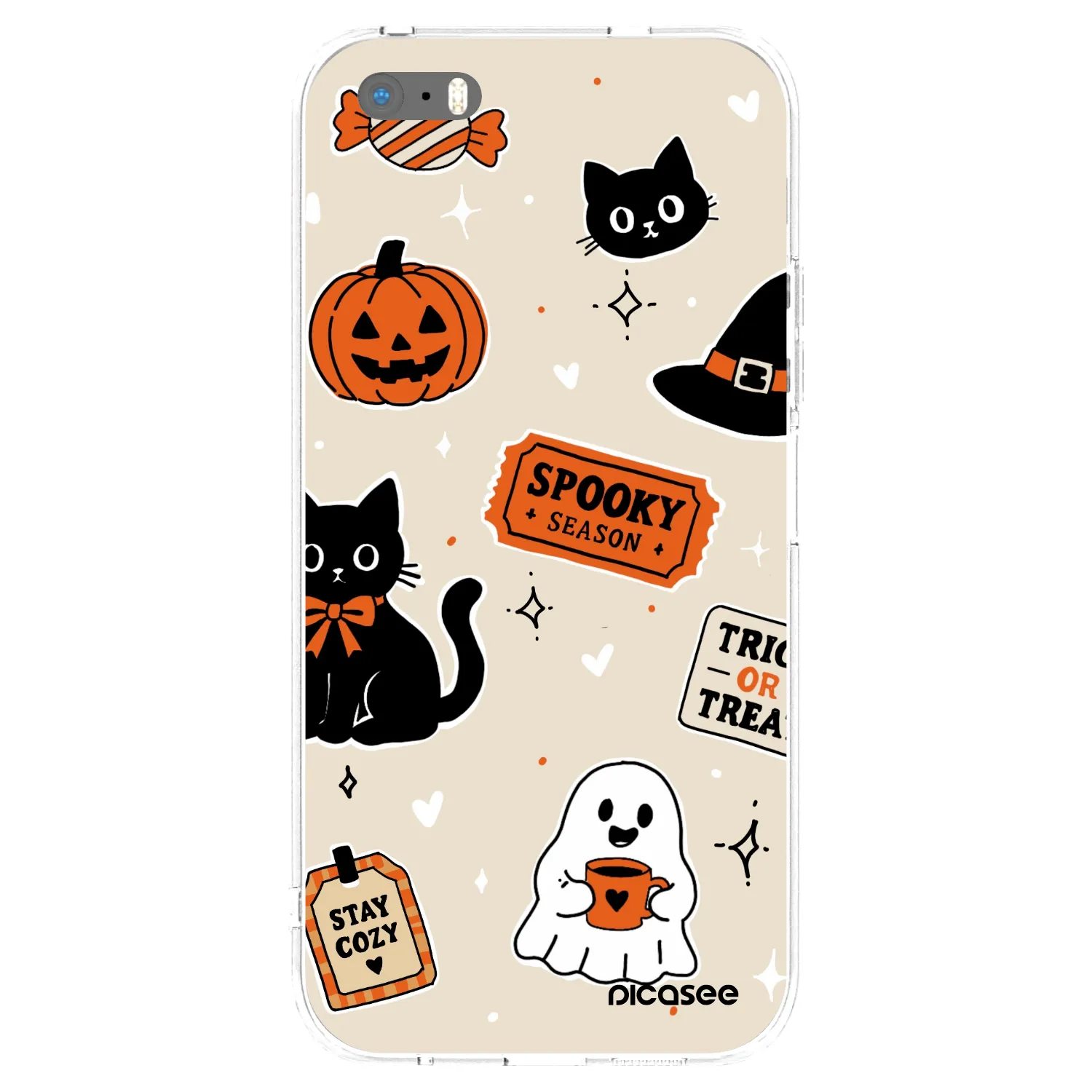 Picasee silikonowe przeźroczyste etui na Apple iPhone 5/5S/SE - Halloween stickers