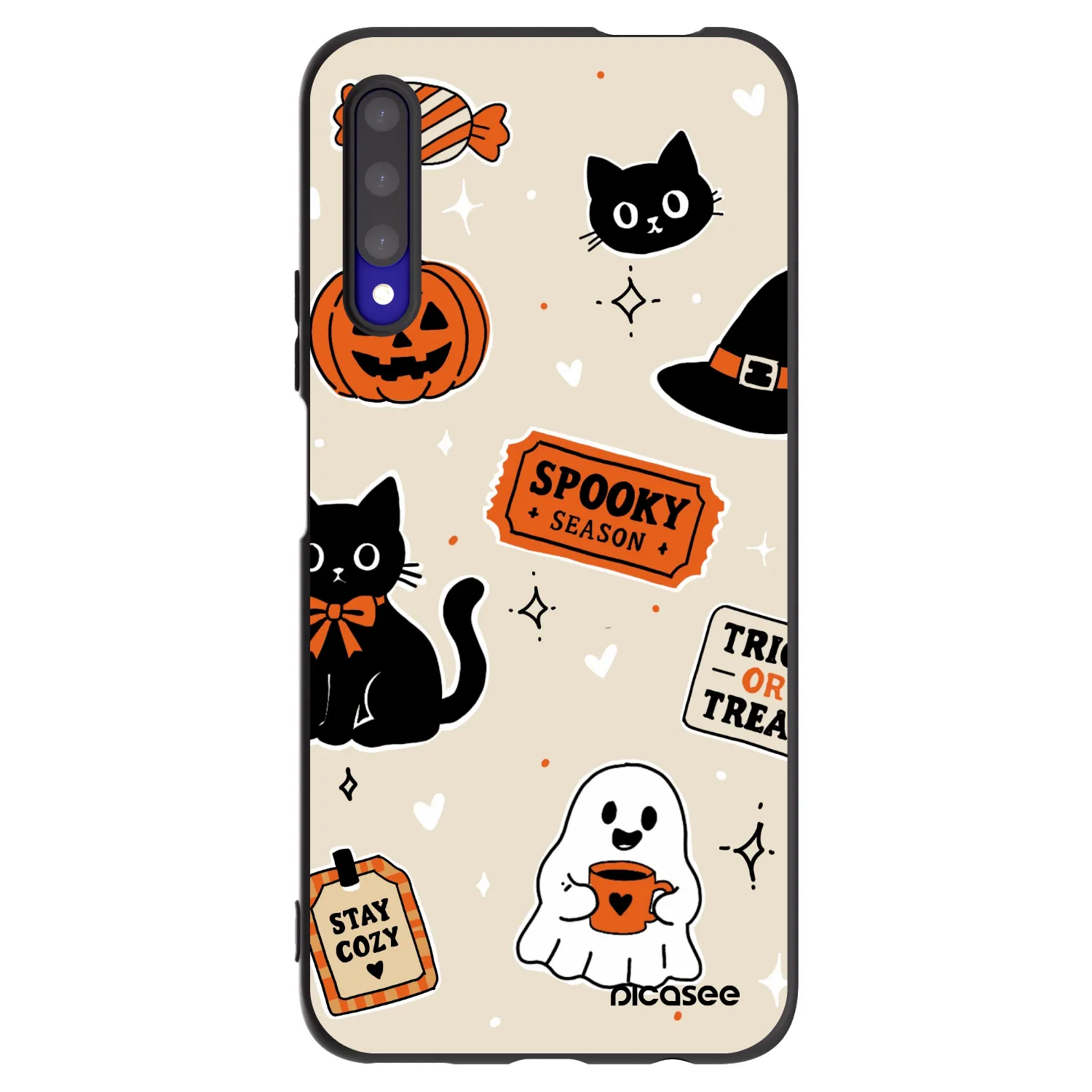 Picasee silikonowe czarne etui na Honor 9X Pro - Halloween stickers
