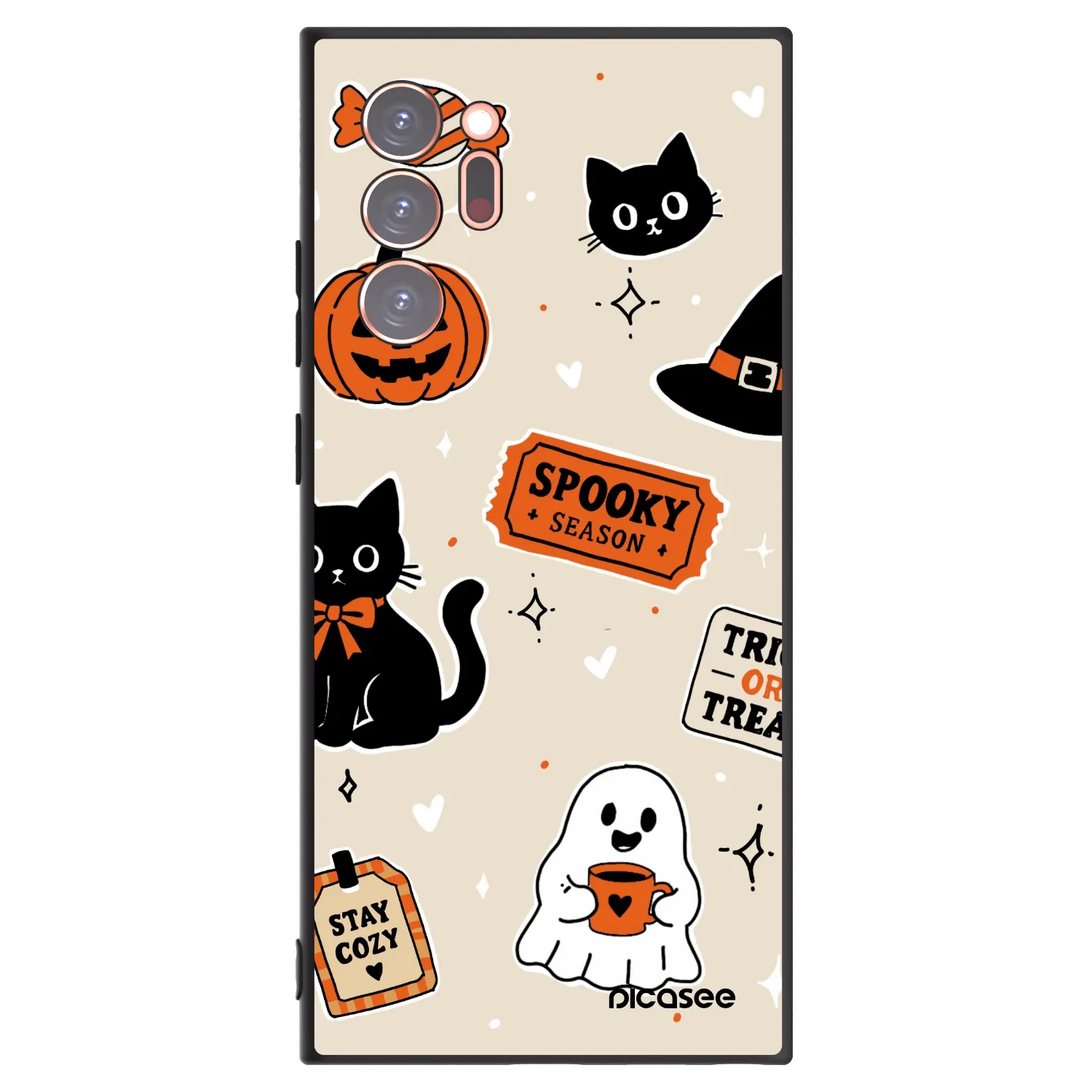 Picasee silikonowe czarne etui na Samsung Galaxy Note 20 Ultra - Halloween stickers