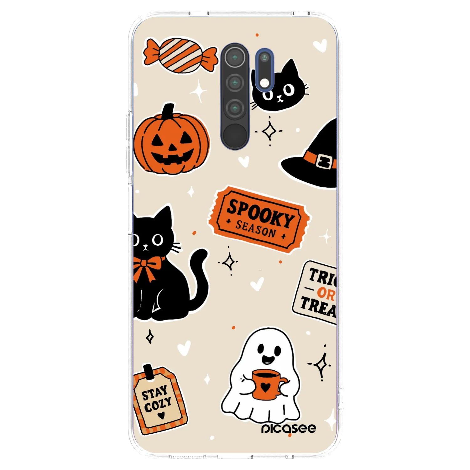 Picasee silikonowe przeźroczyste etui na Xiaomi Redmi 9 - Halloween stickers