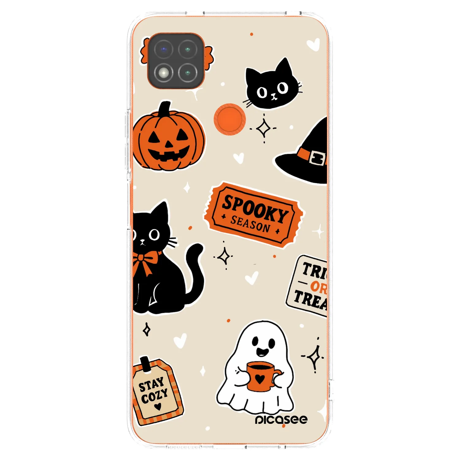 Picasee silikonowe przeźroczyste etui na Xiaomi Redmi 9C - Halloween stickers