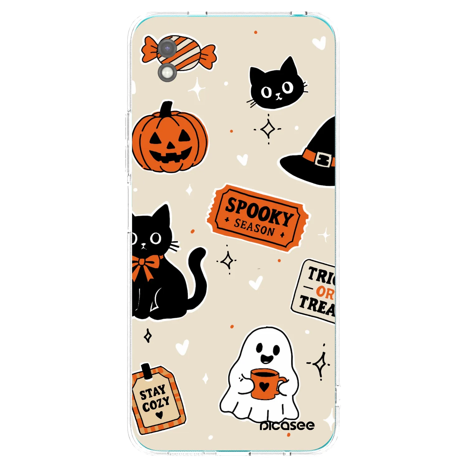 Picasee silikonowe czarne etui na Xiaomi Redmi 9A - Halloween stickers