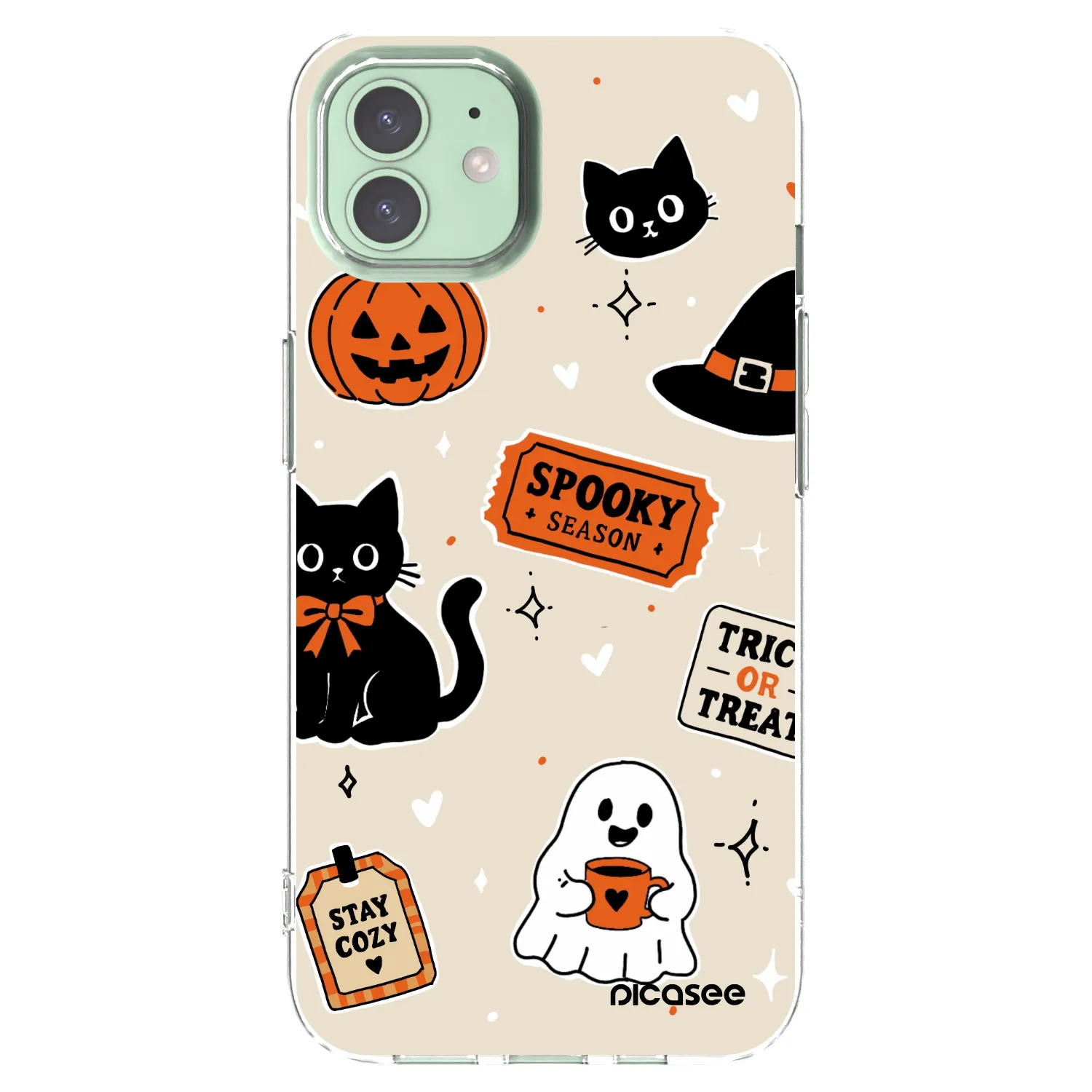 Picasee silikonowe przeźroczyste etui na Apple iPhone 12 - Halloween stickers