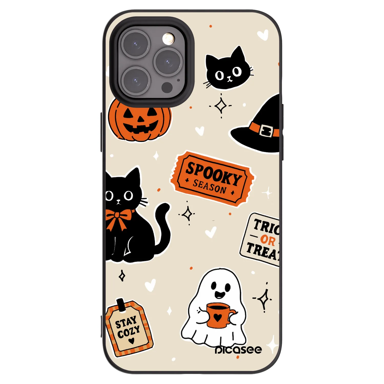 Picasee silikonowe czarne etui na Apple iPhone 12 Pro Max - Halloween stickers