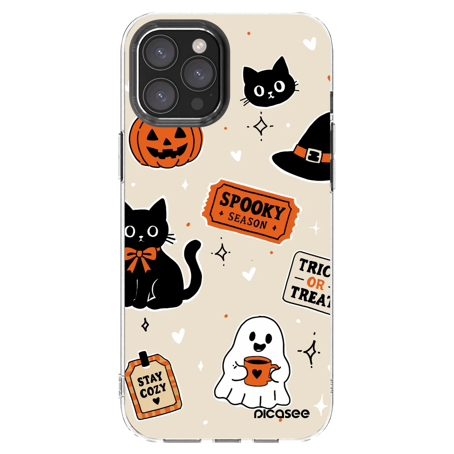 Picasee silikonowe przeźroczyste etui na Apple iPhone 12 Pro Max - Halloween stickers