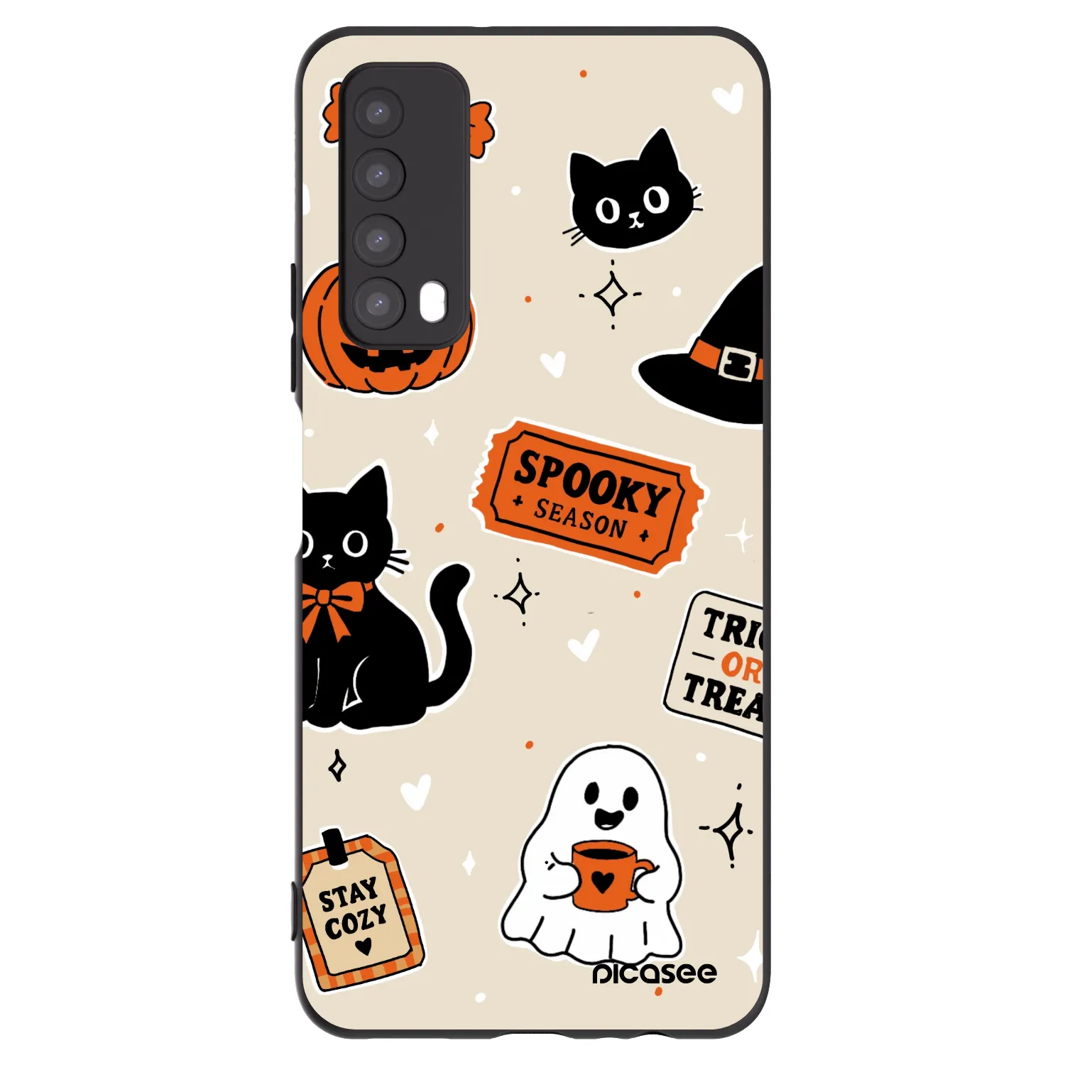 Picasee silikonowe czarne etui na Huawei P Smart 2021 - Halloween stickers