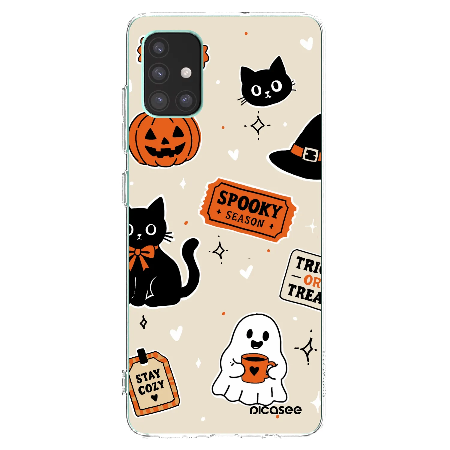 Picasee silikonowe przeźroczyste etui na Samsung Galaxy M51 M515F - Halloween stickers