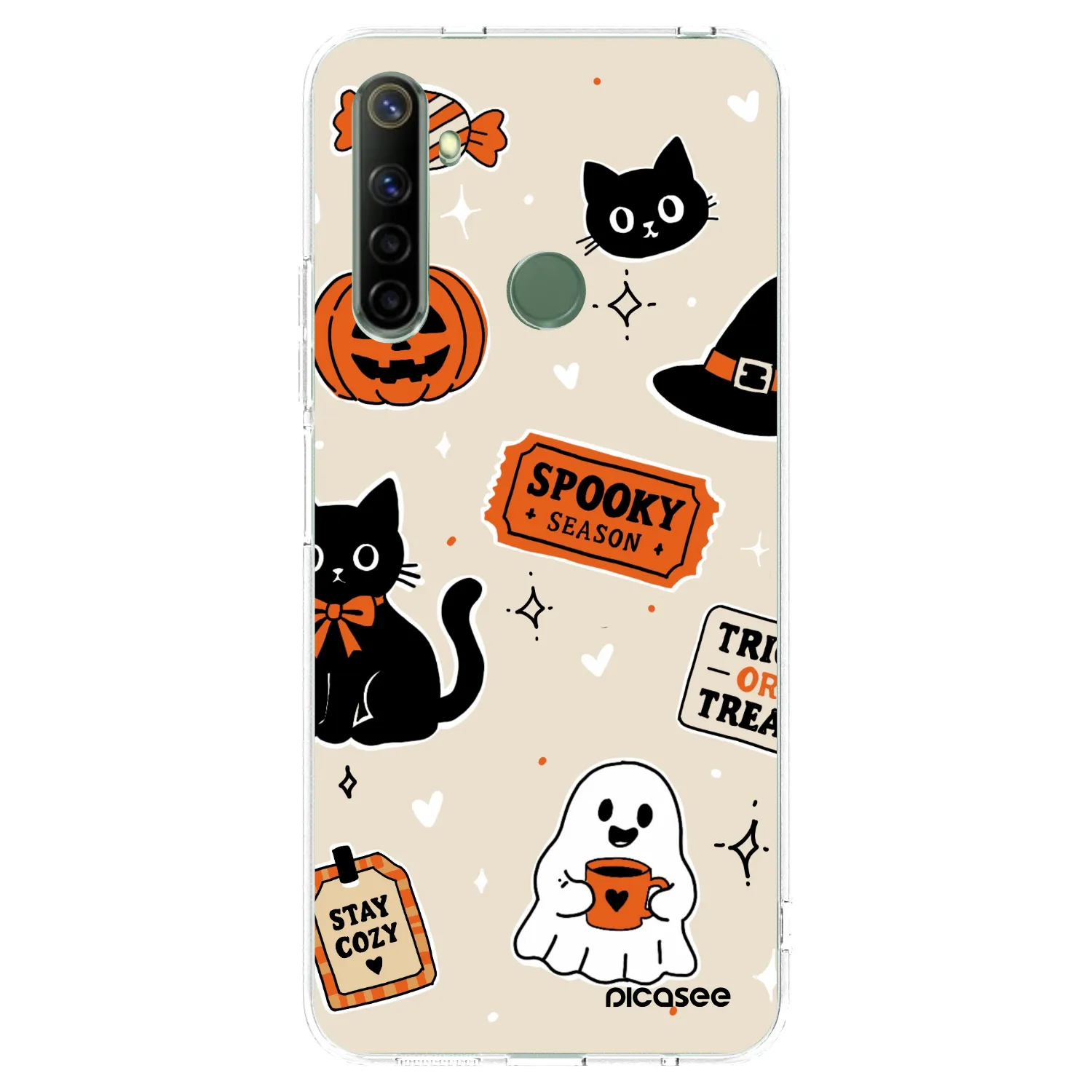 Picasee silikonowe przeźroczyste etui na Realme 6i - Halloween stickers