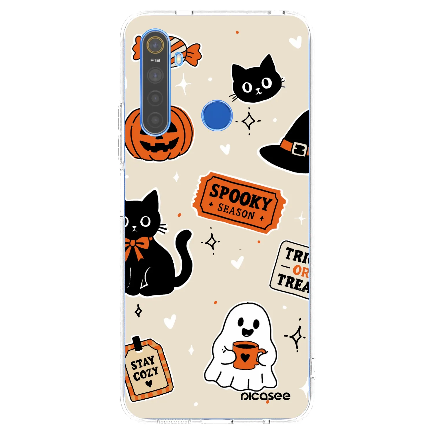 Picasee silikonowe przeźroczyste etui na Realme 5 - Halloween stickers