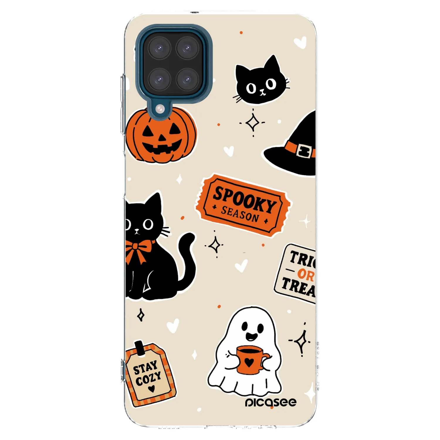 Picasee silikonowe przeźroczyste etui na Samsung Galaxy A12 A125F - Halloween stickers