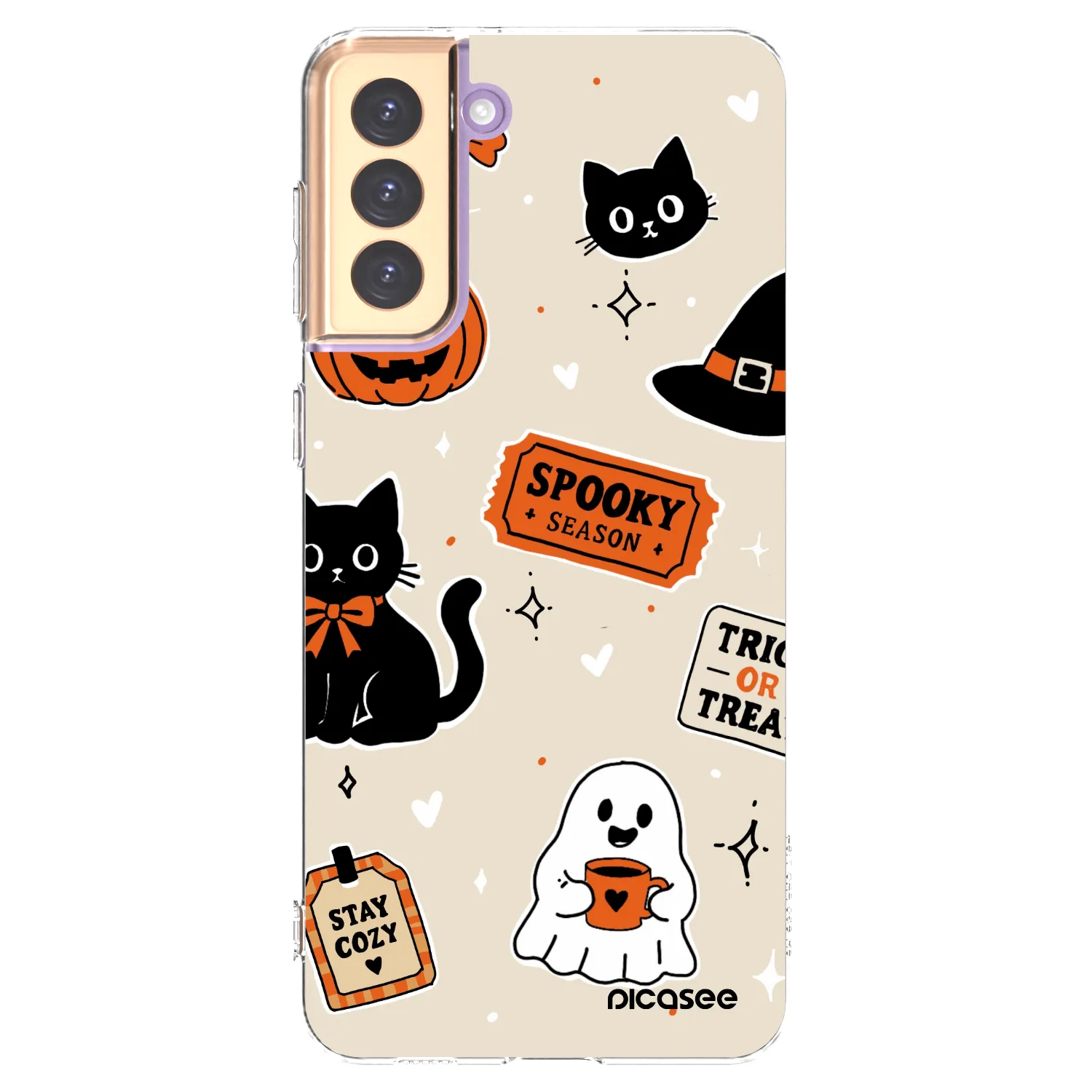 Picasee silikonowe przeźroczyste etui na Samsung Galaxy S21+ 5G G996F - Halloween stickers
