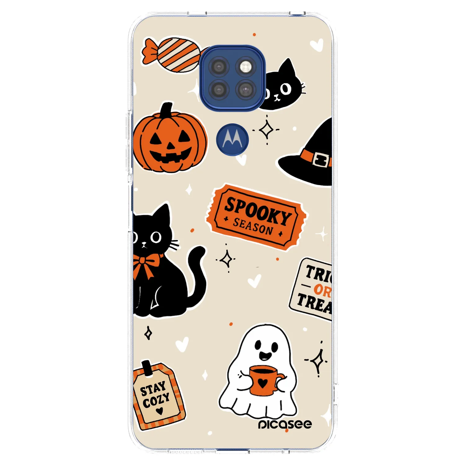 Picasee silikonowe przeźroczyste etui na Motorola Moto G9 Play - Halloween stickers