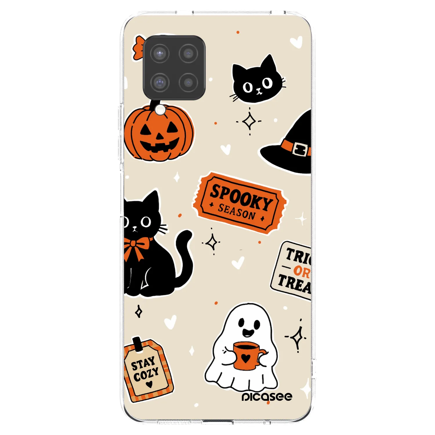 Picasee silikonowe przeźroczyste etui na Samsung Galaxy A42 A426B - Halloween stickers