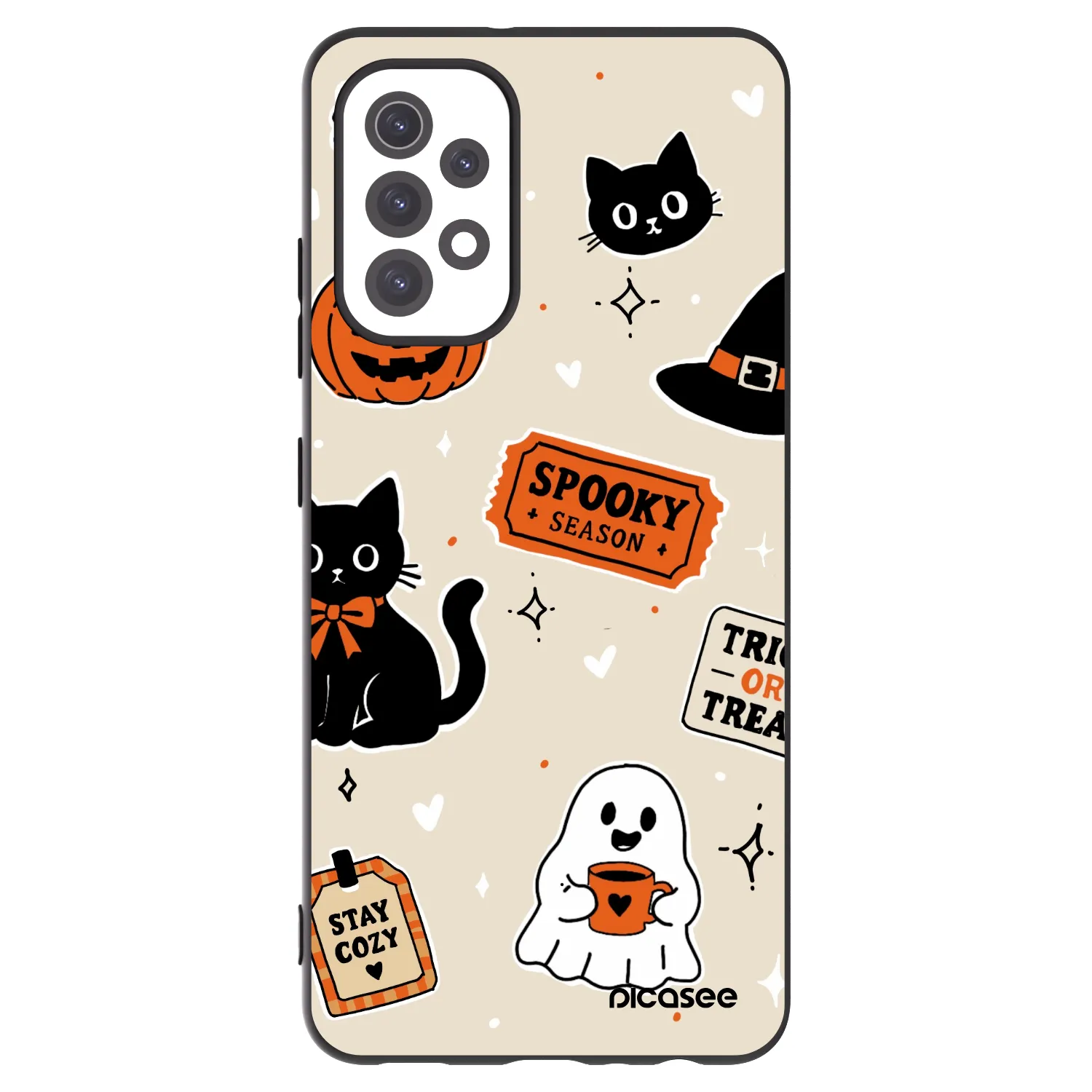 Picasee silikonowe czarne etui na Samsung Galaxy A32 5G A326B - Halloween stickers