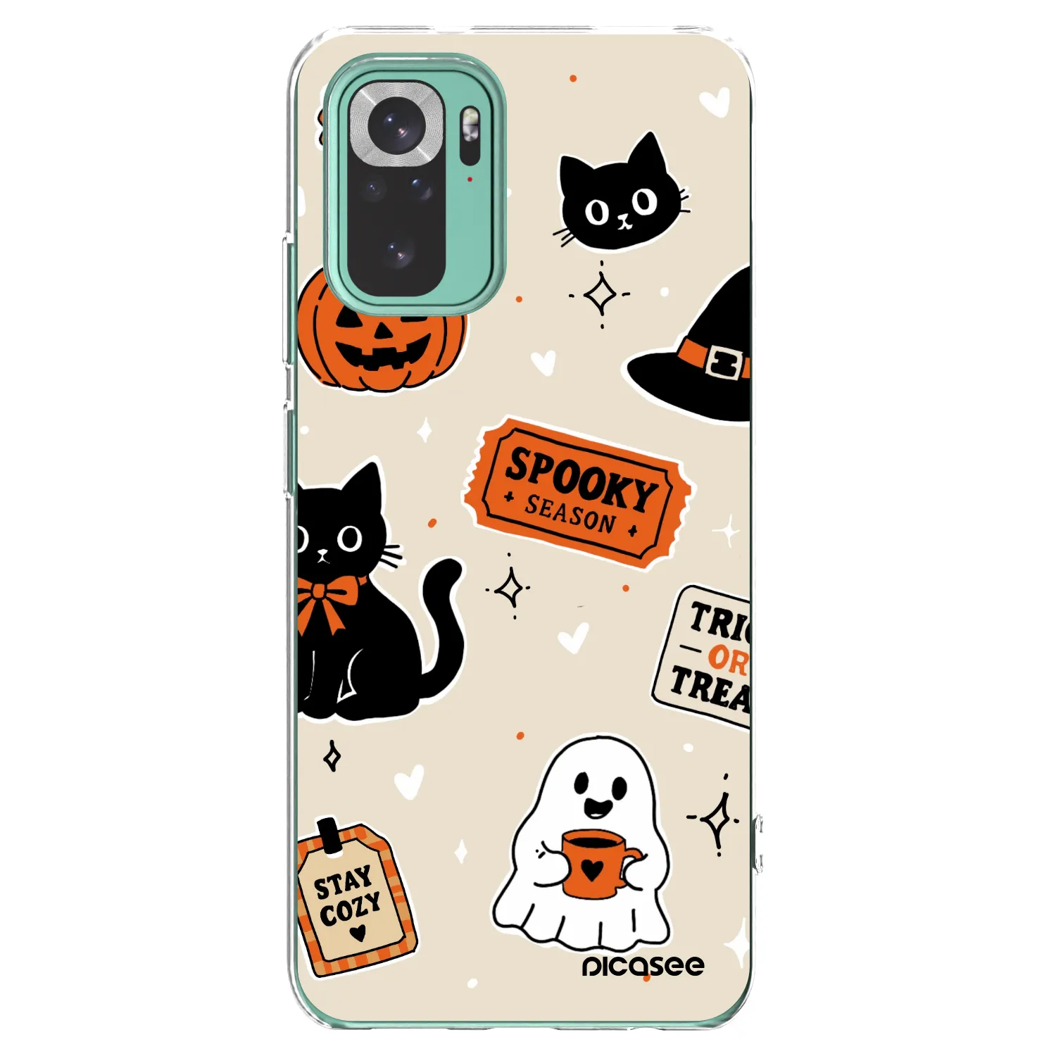 Picasee silikonowe przeźroczyste etui na Xiaomi Redmi Note 10 Pro - Halloween stickers