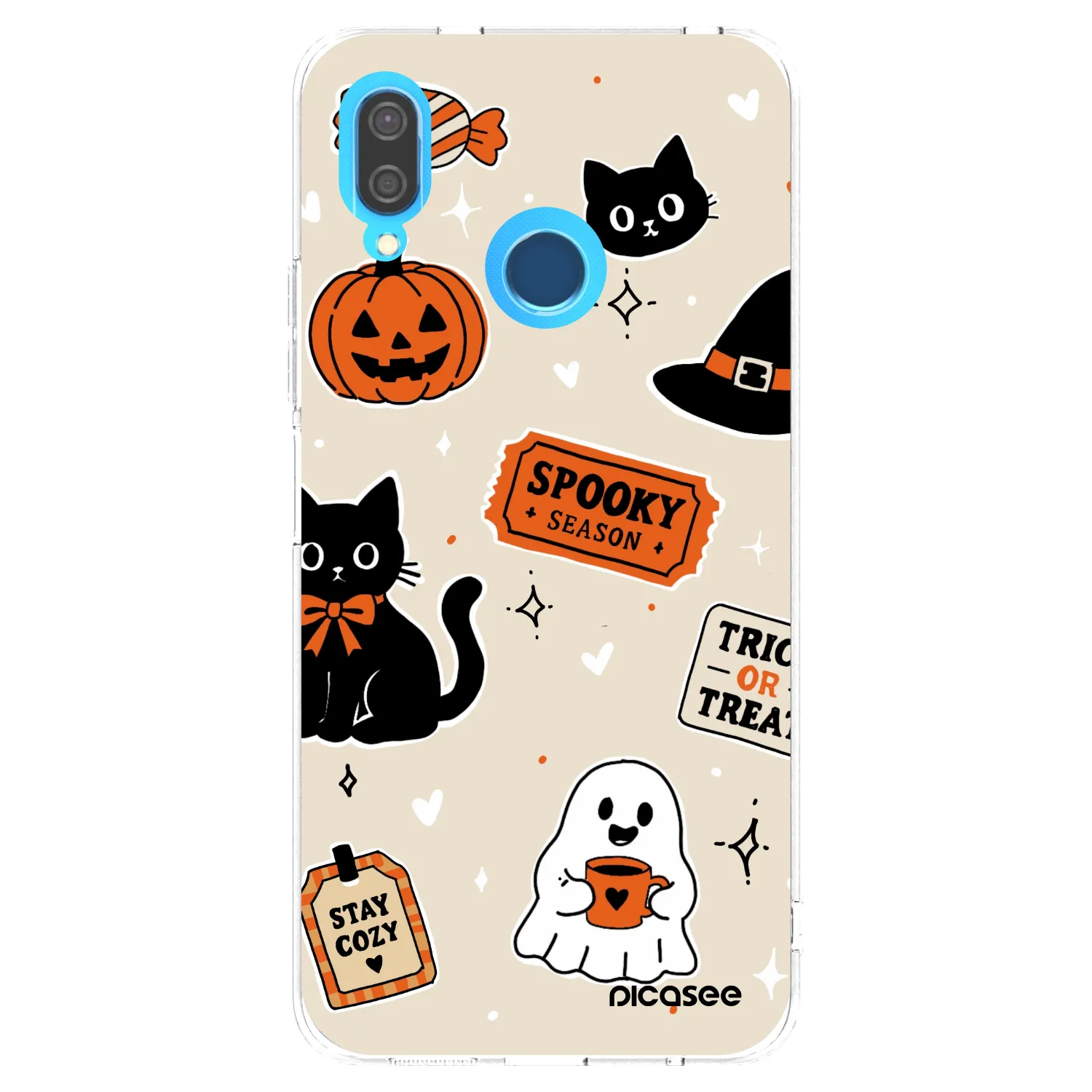 Picasee silikonowe przeźroczyste etui na Huawei P20 Lite - Halloween stickers