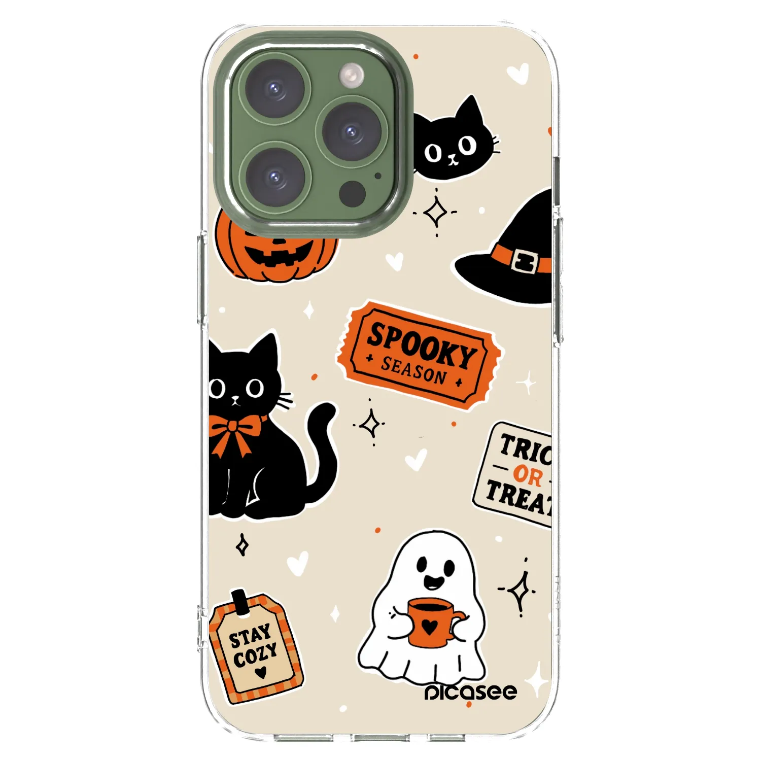 Picasee silikonowe przeźroczyste etui na Apple iPhone 13 Pro - Halloween stickers