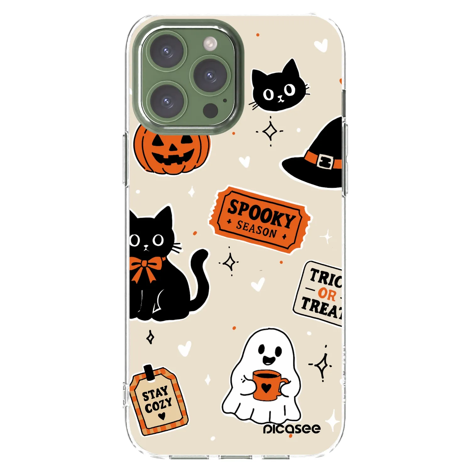 Picasee silikonowe przeźroczyste etui na Apple iPhone 13 Pro Max - Halloween stickers
