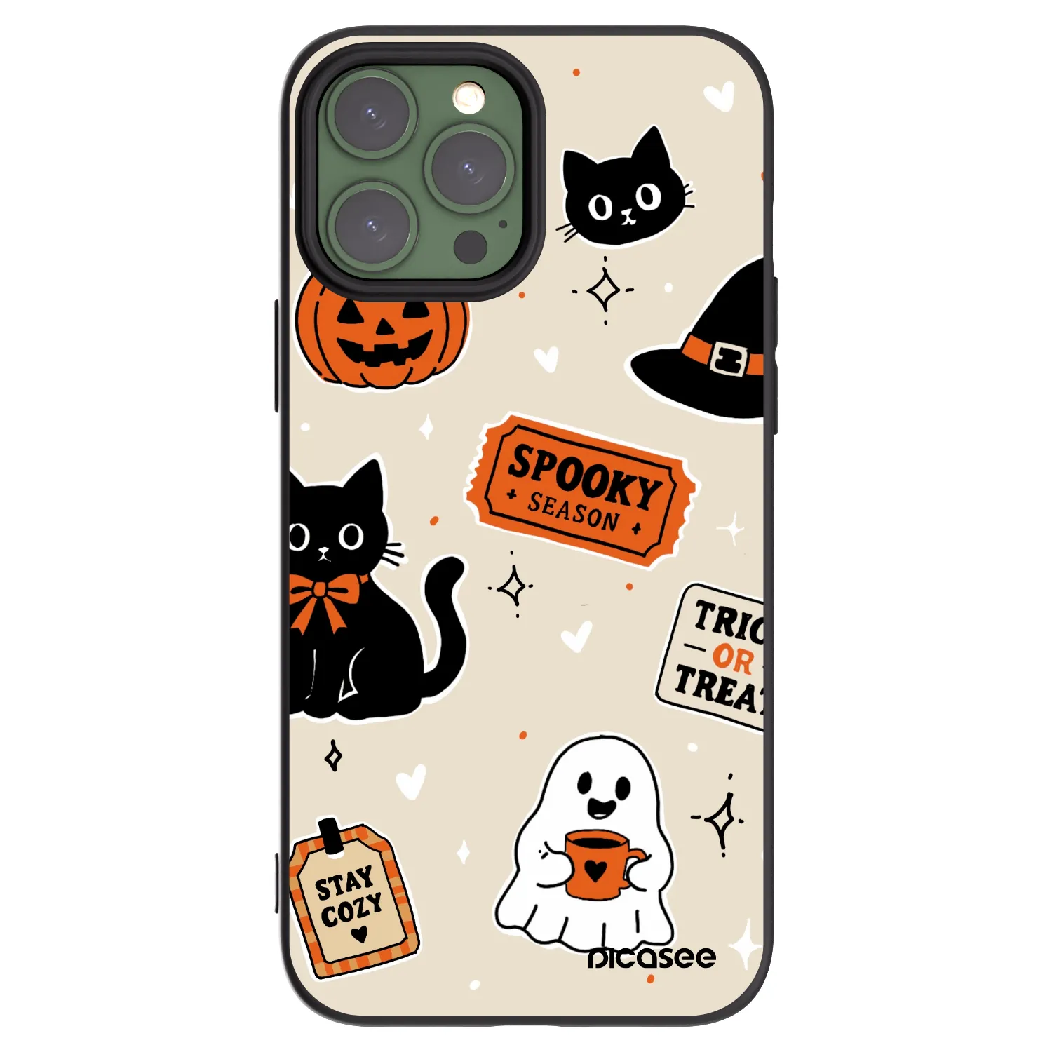 Picasee silikonowe czarne etui na Apple iPhone 13 Pro Max - Halloween stickers